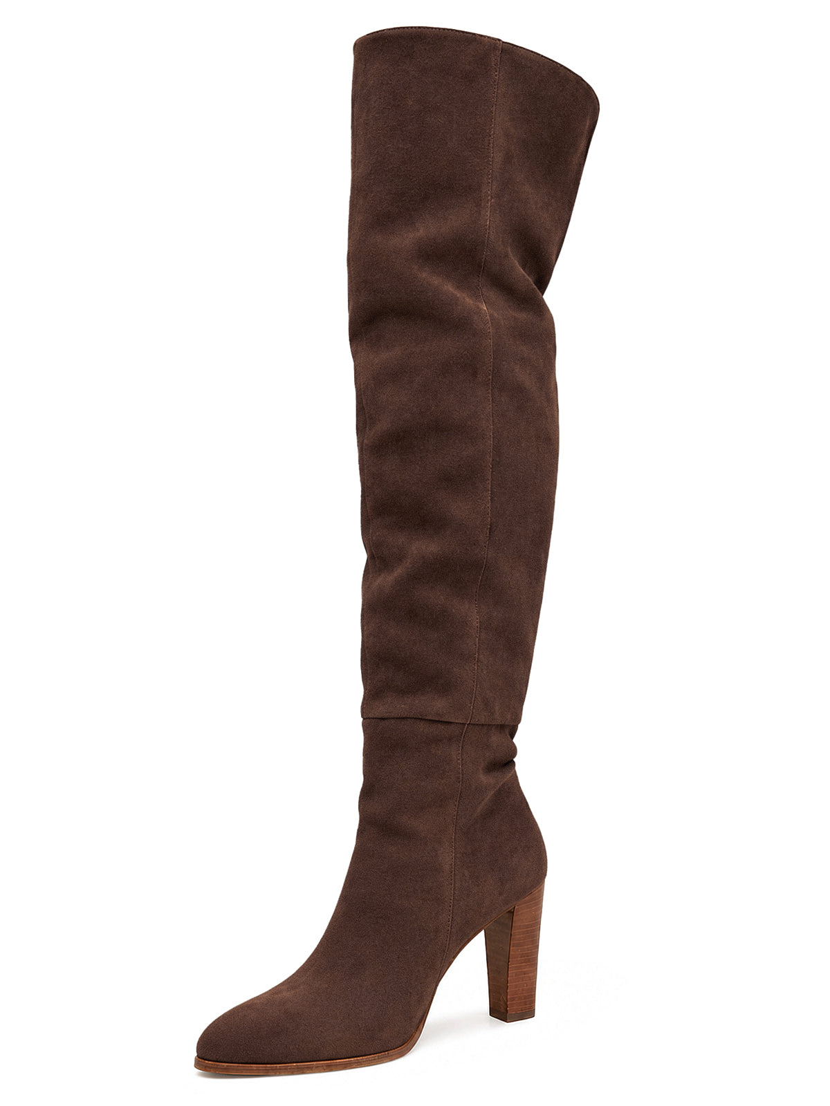 Coutgo Wommens Coffee Chunky Thigh High Boots