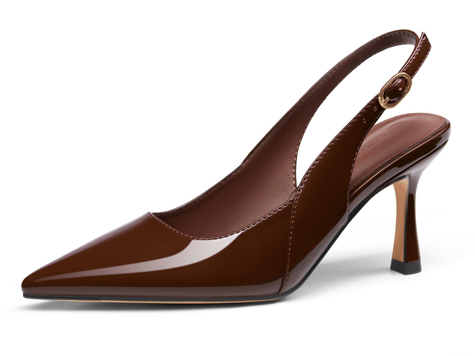 Coutgo Women's Brown Slingback Kitten Heels