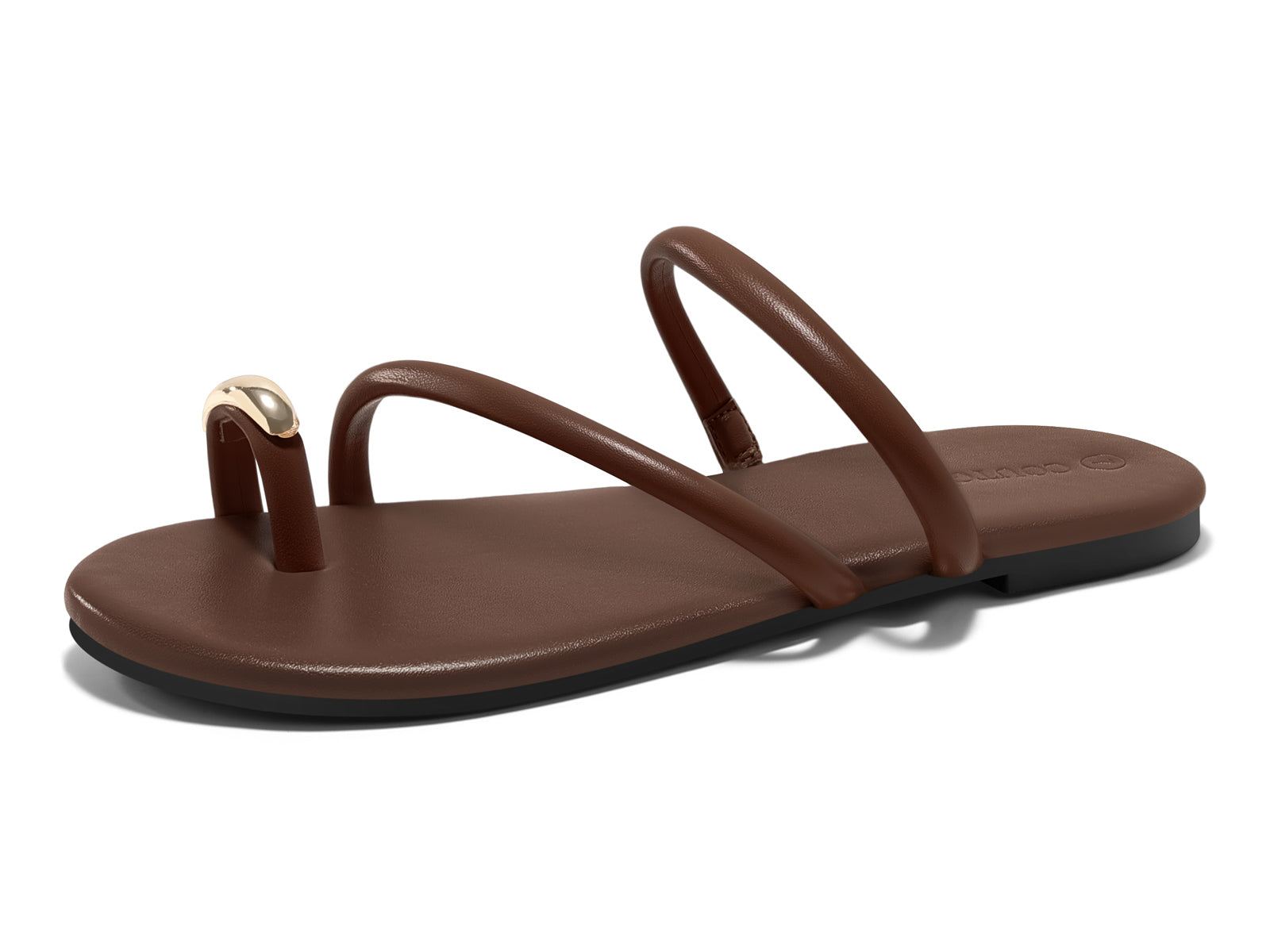 Coutgo Womens Coffee Strappy Flat Sandals