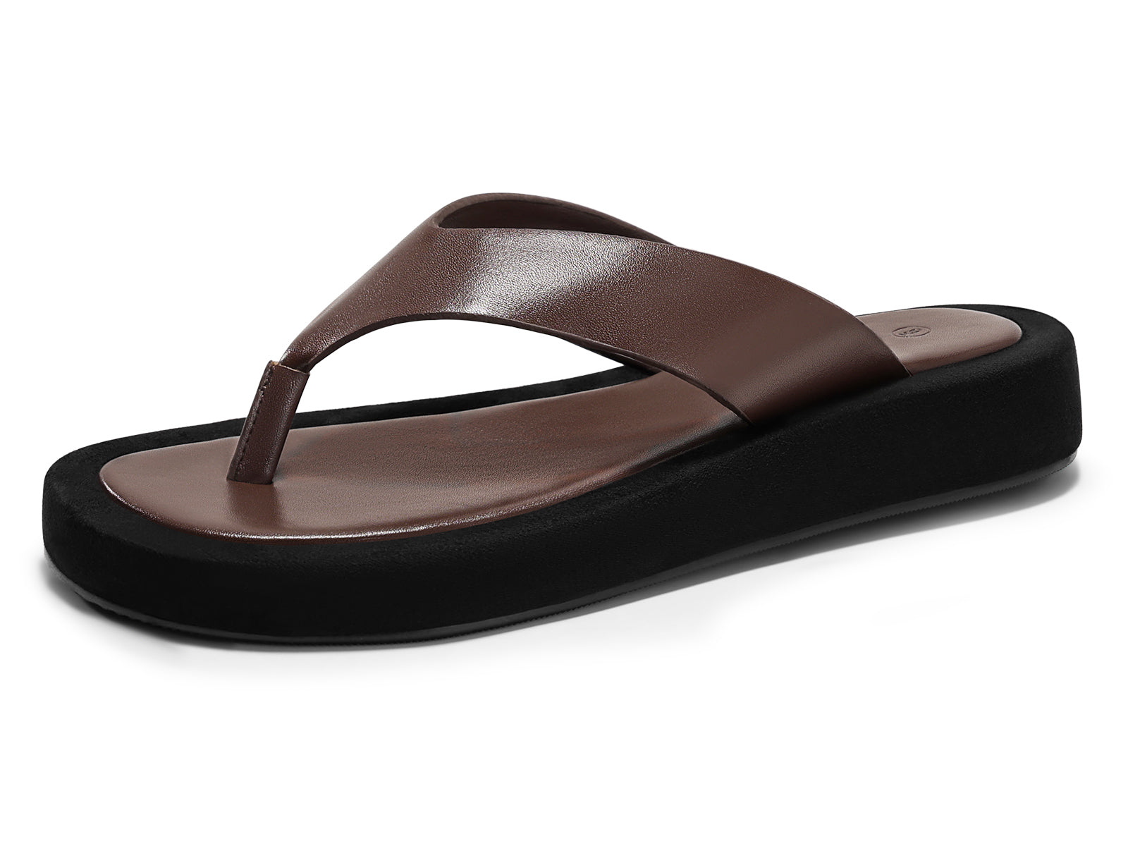 Coutgo Womens Dark Brown Platform Flip Flops Sandals