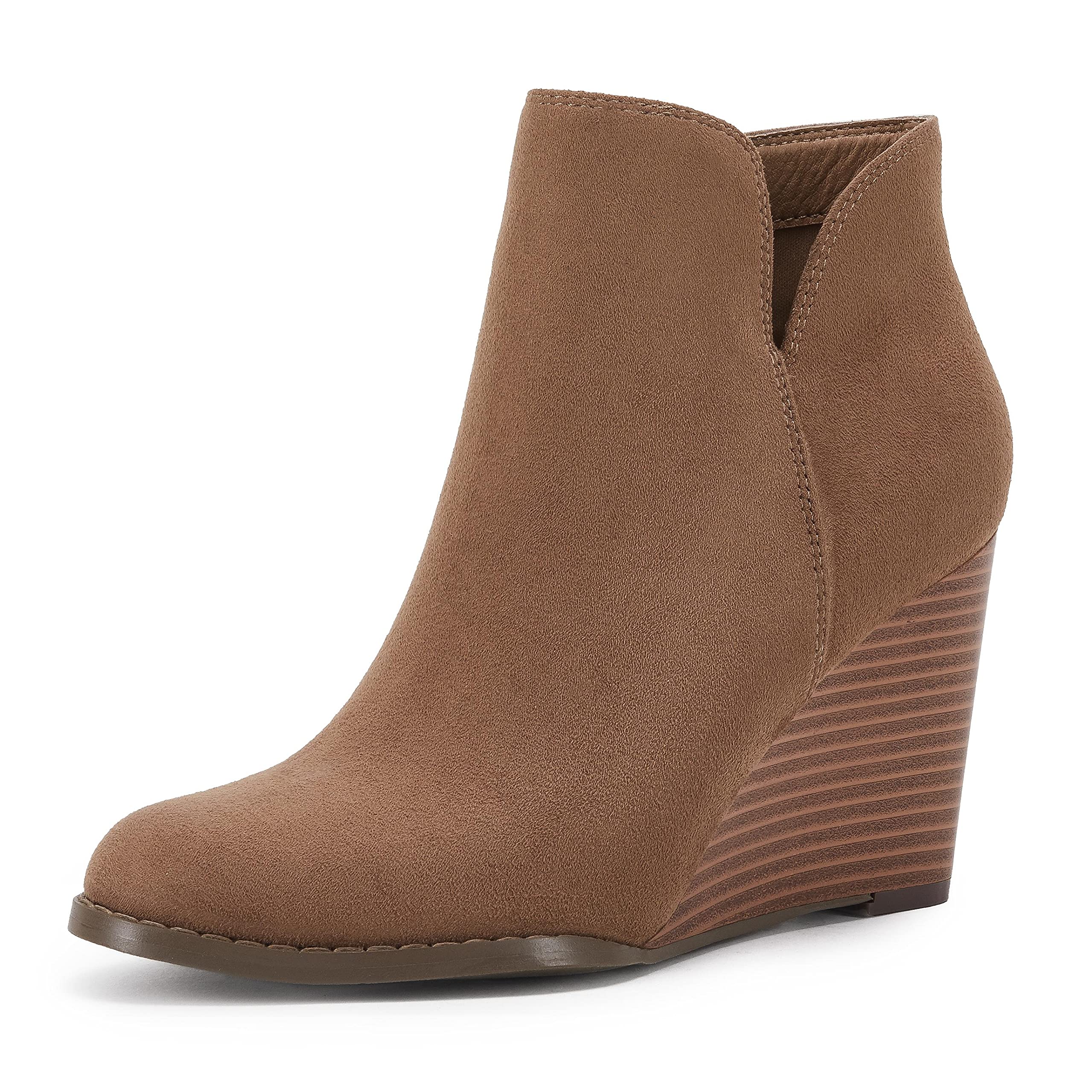 Coutgo  Womens Coffee  Wedge Ankle Booties