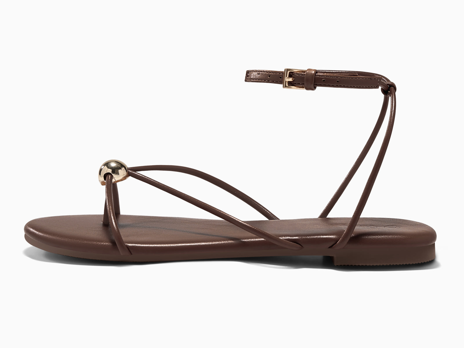 Coutgo Womens Coffee Strappy Flat Sandals