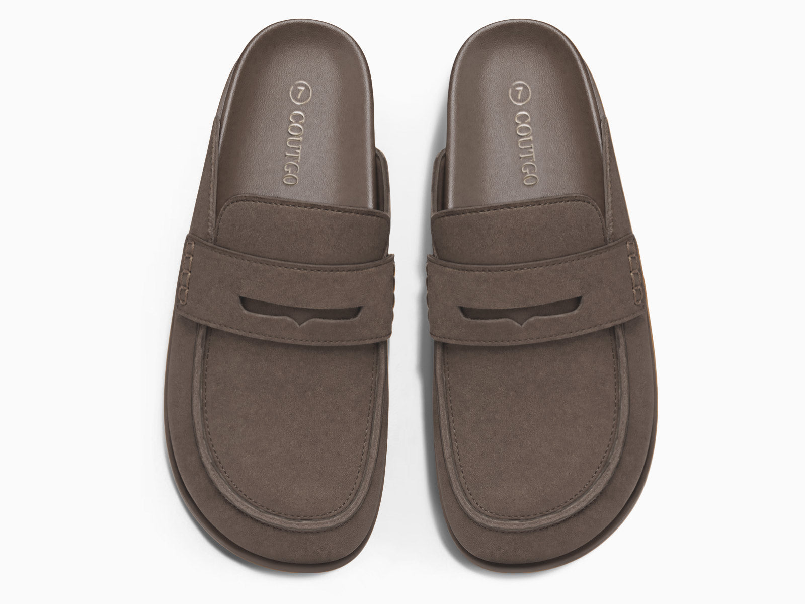 Coutgo Women Coffee Suede Platform Mules