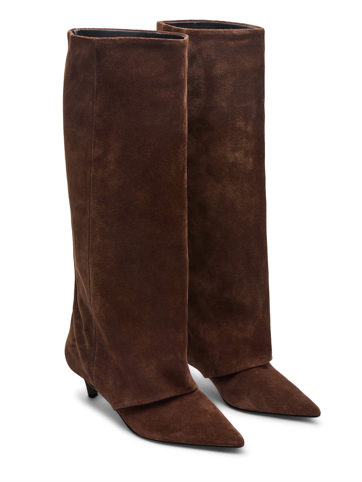 Coutgo Womens Coffee Pointed Knee High Boots