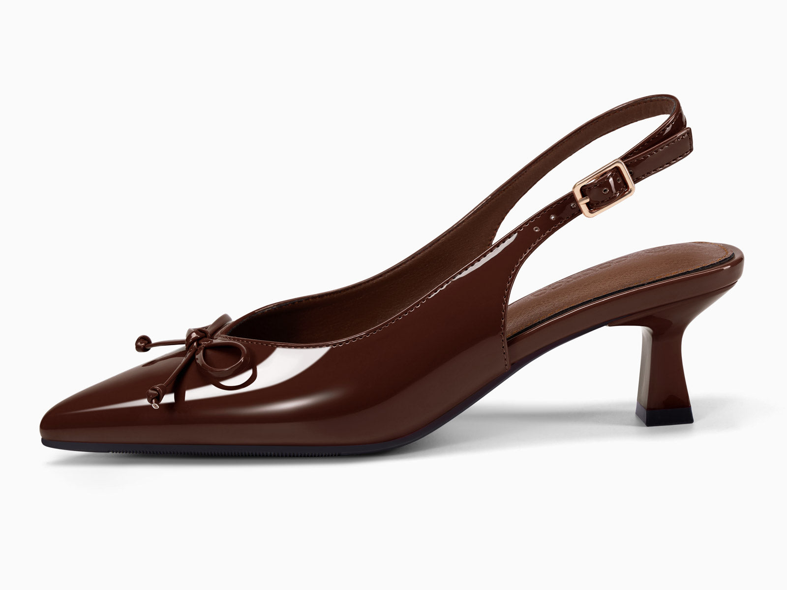 Coutgo Women Coffee Bow Slingback Pumps
