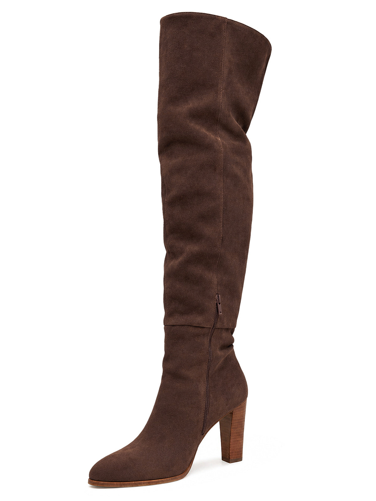 Coutgo Wommens Coffee Chunky Thigh High Boots