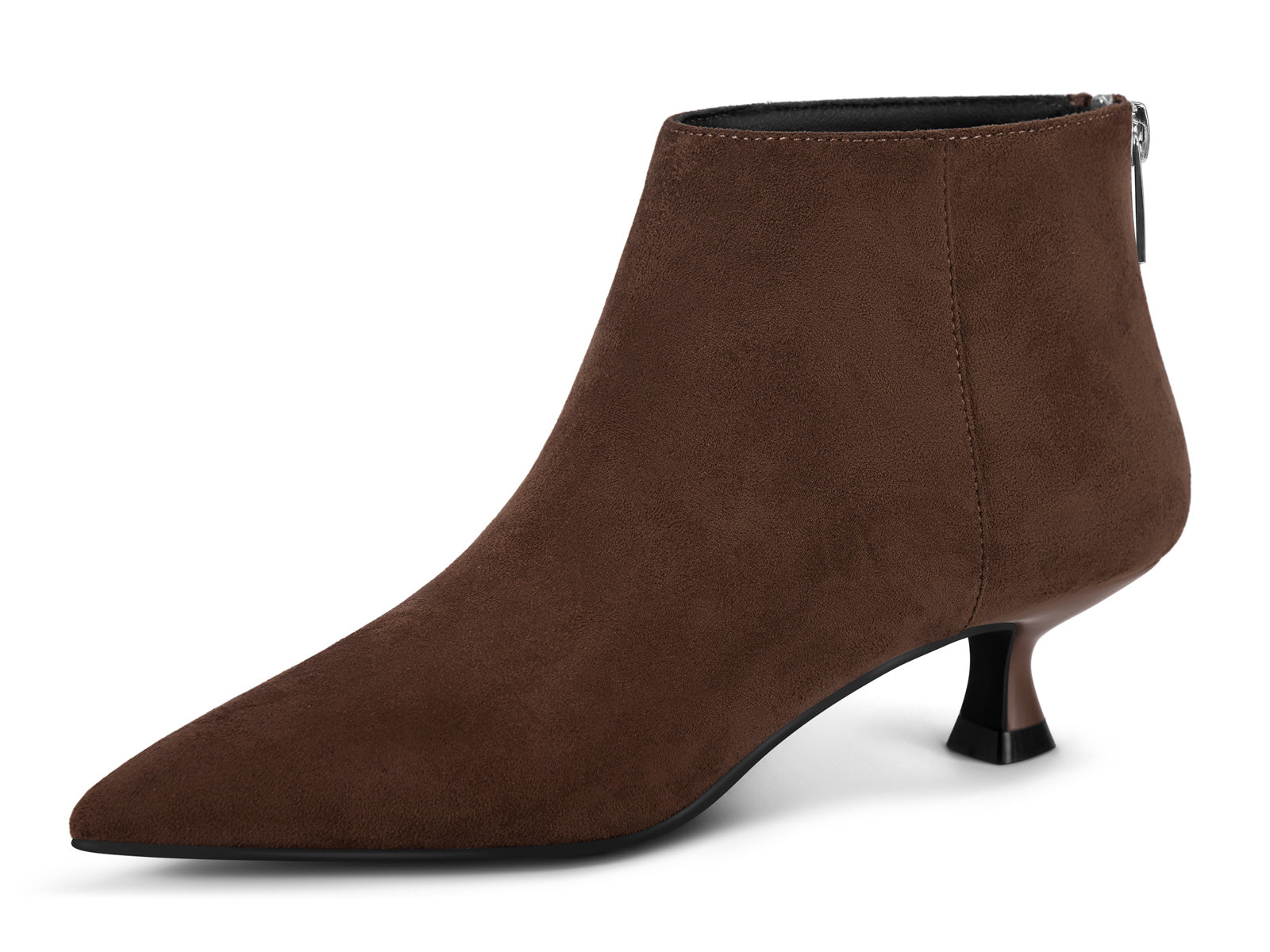Coutgo Women Coffee Suede Pointed Ankle Booties