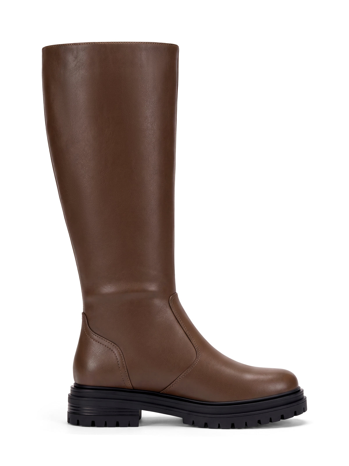 Coutgo Womens Suede Coffee Chunky Heel Knee Boots