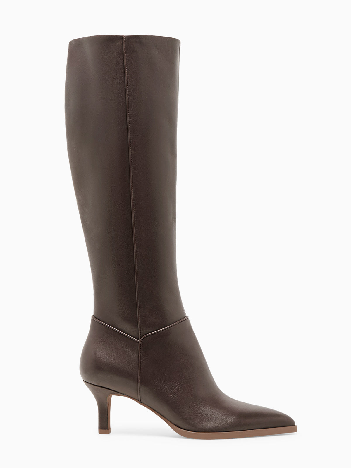 Coutgo Women Coffee PU Pointed Knee Boots