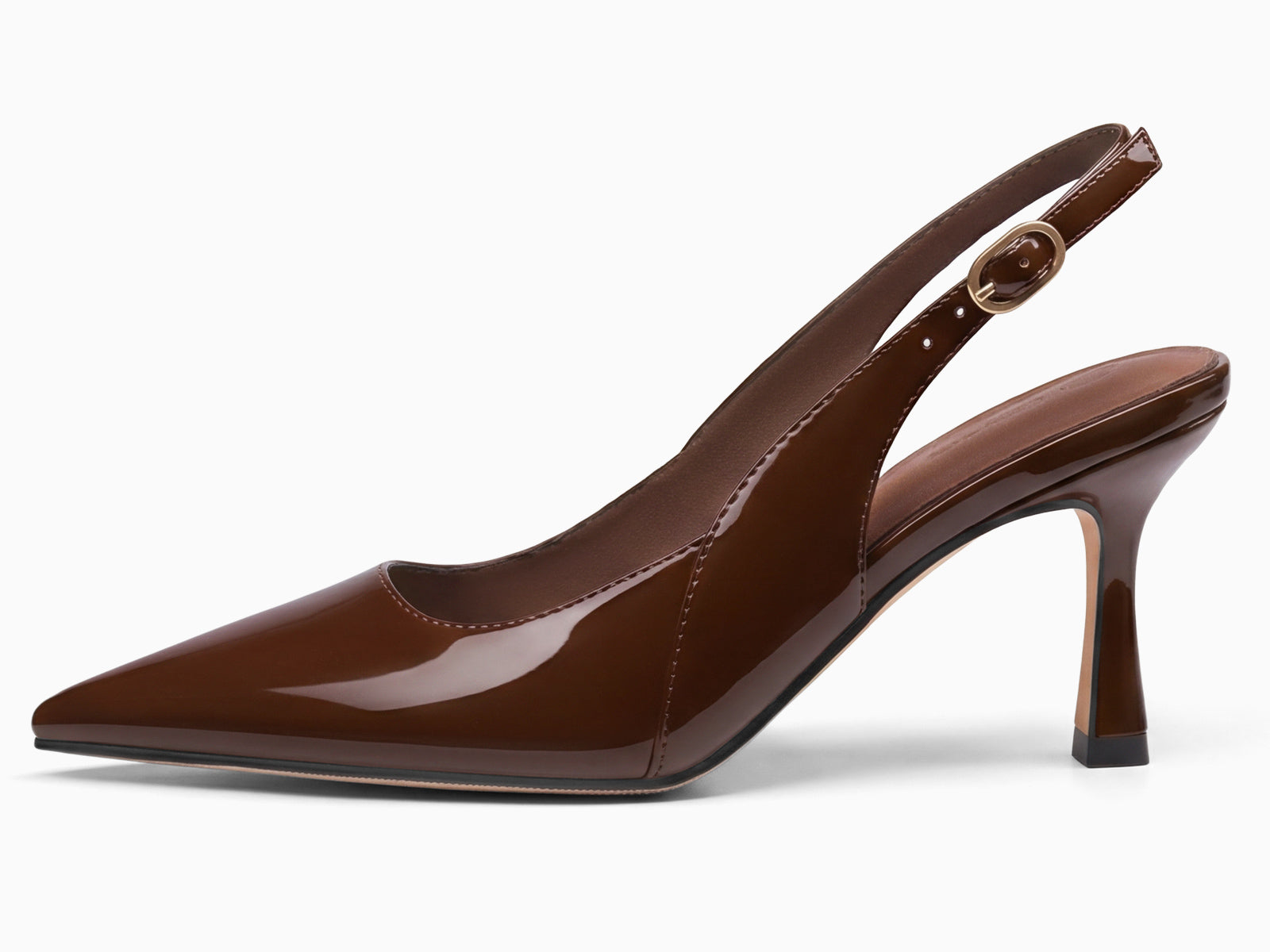 Coutgo Women's Brown Slingback Kitten Heels