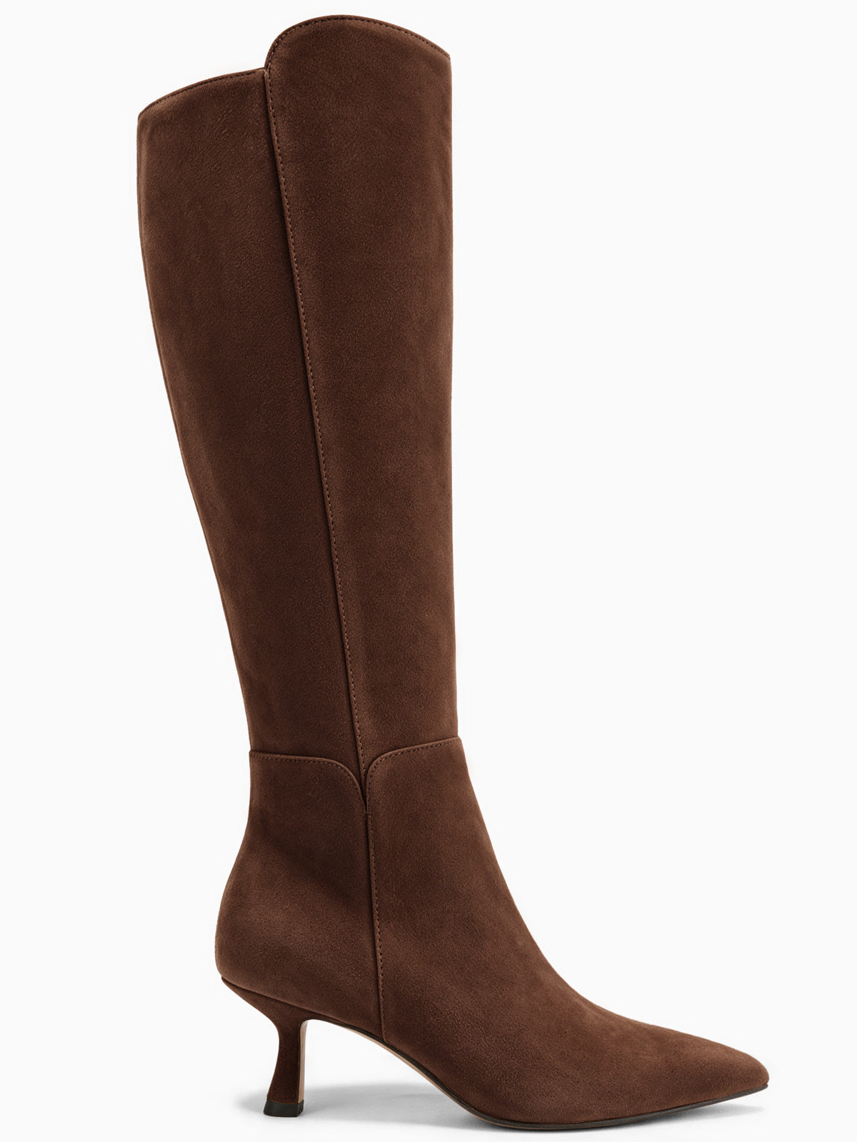 Coutgo Womens Suede Dark Brown Kitten Heel Boots