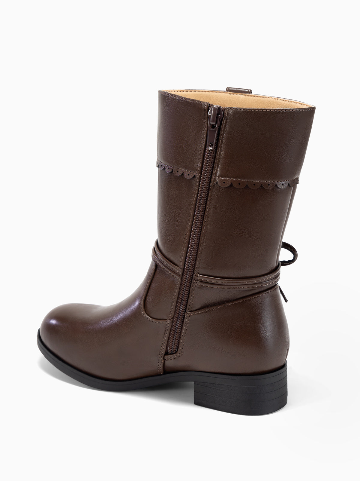Coutgo Girl Coffee Bow Mid Calf Boots