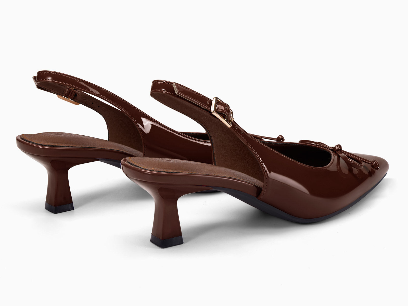 Coutgo Women Coffee Bow Slingback Pumps