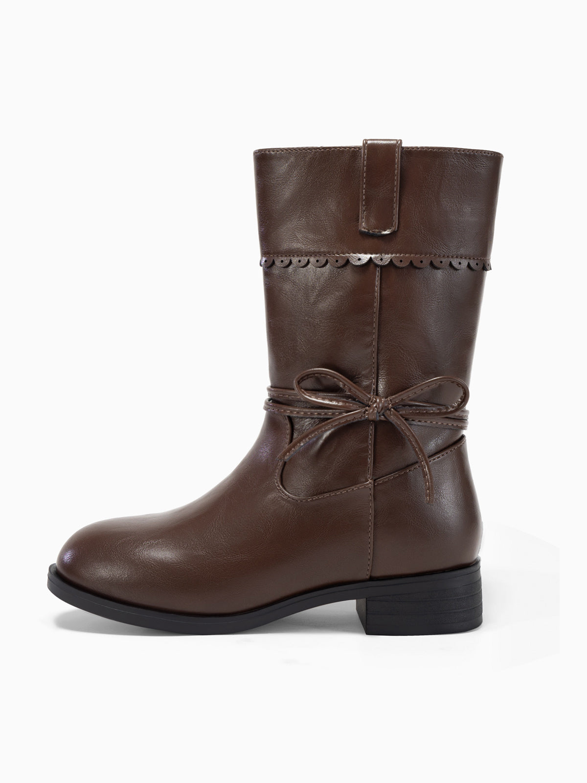 Coutgo Girl Coffee Bow Mid Calf Boots