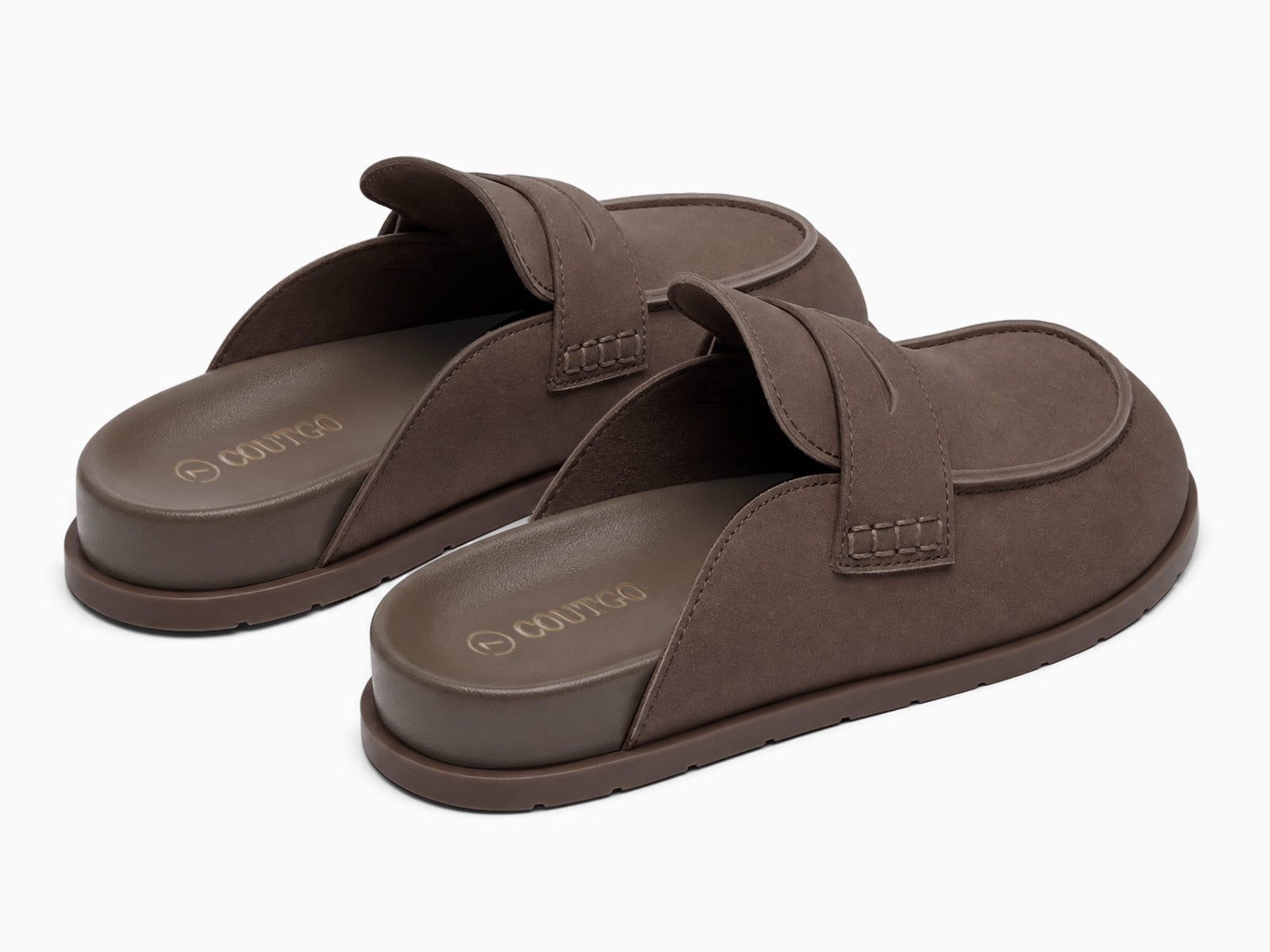 Coutgo Women Coffee Suede Platform Mules