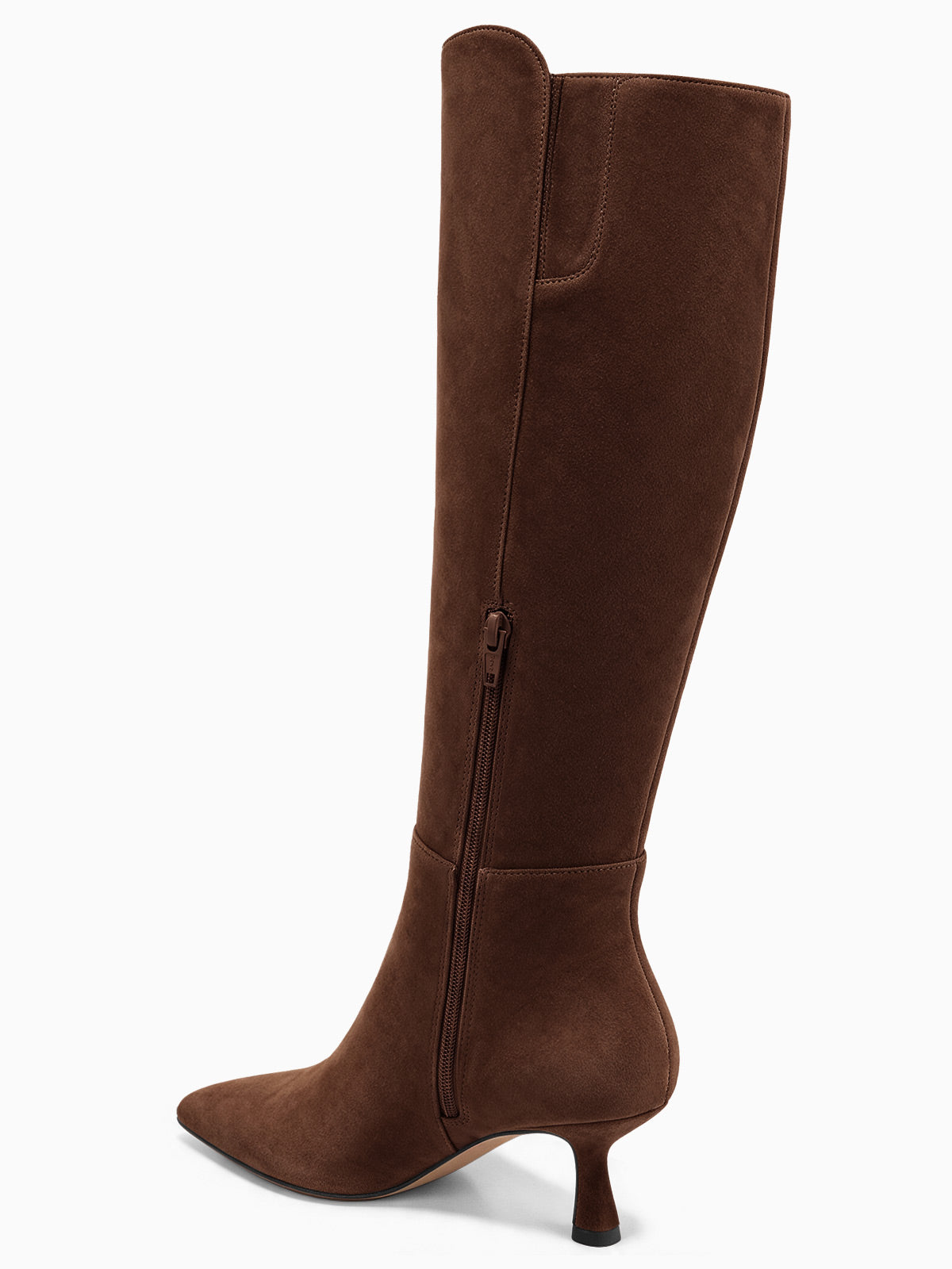 Coutgo Womens Suede Dark Brown Kitten Heel Boots
