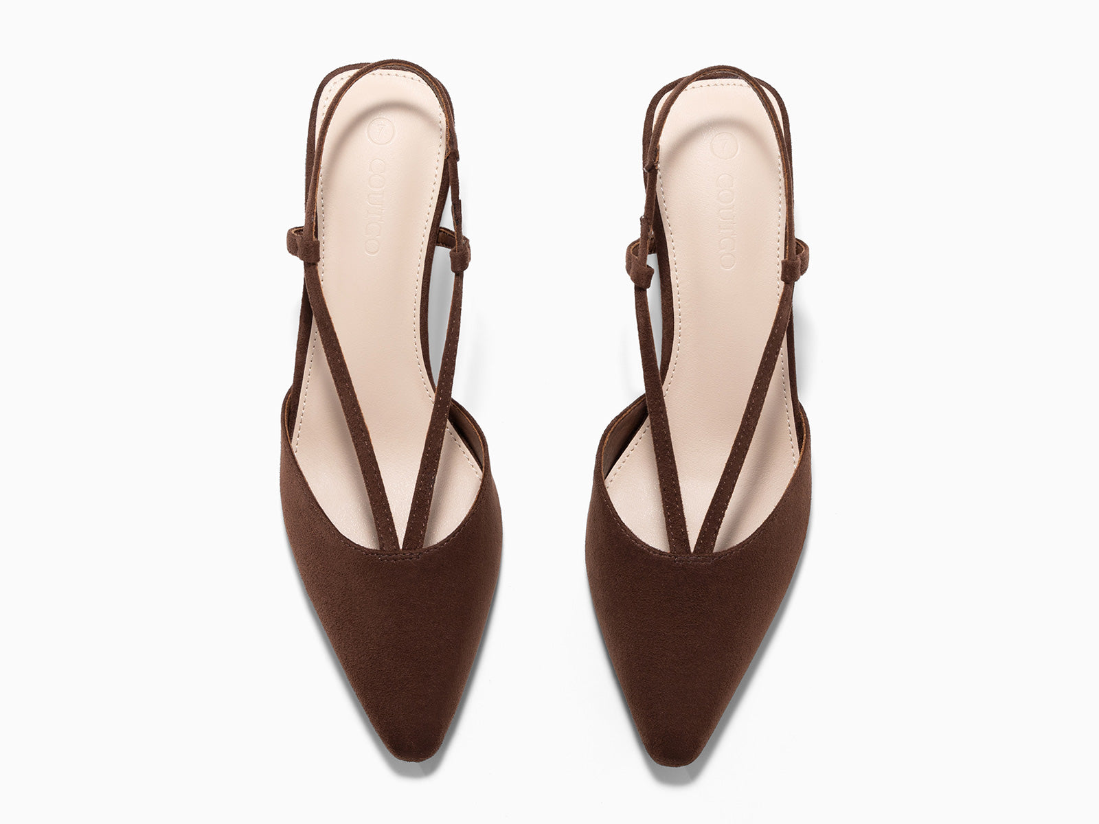 Coutgo Womens Dark Brown Suede Low Chunky Heels