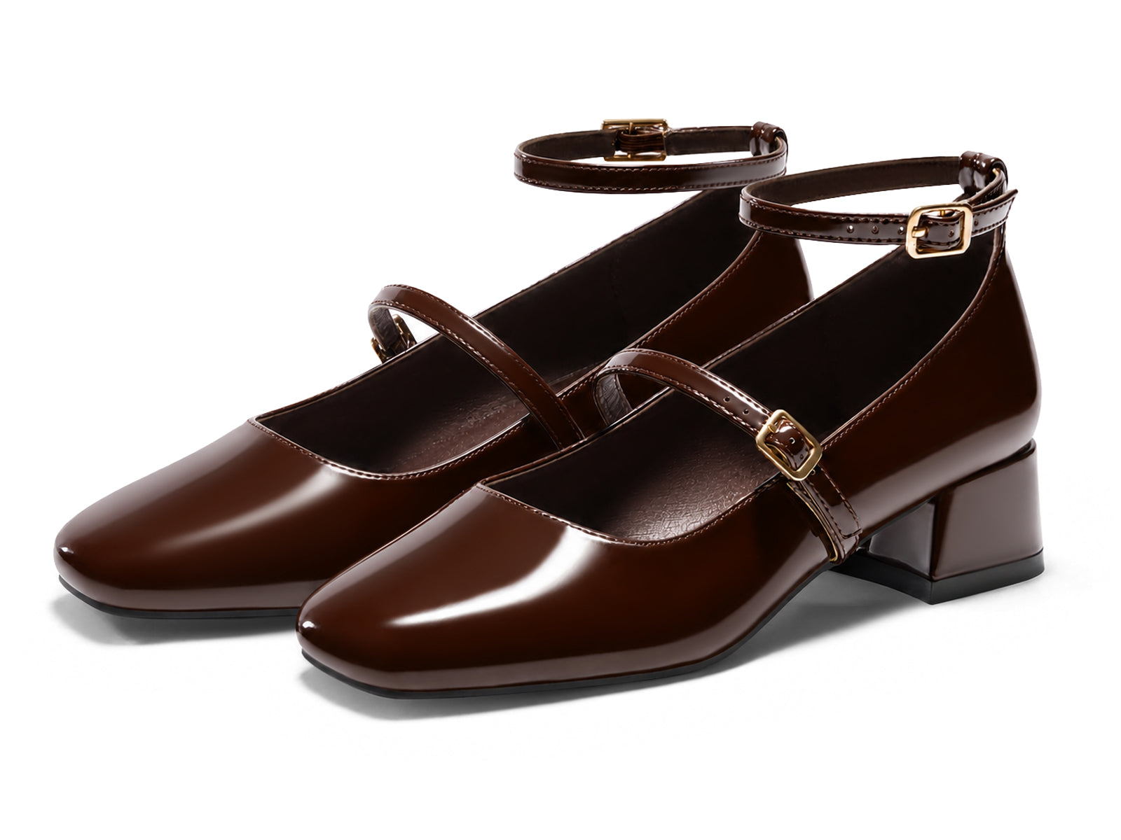 Coutgo Women Coffee Mary Jane Shoes