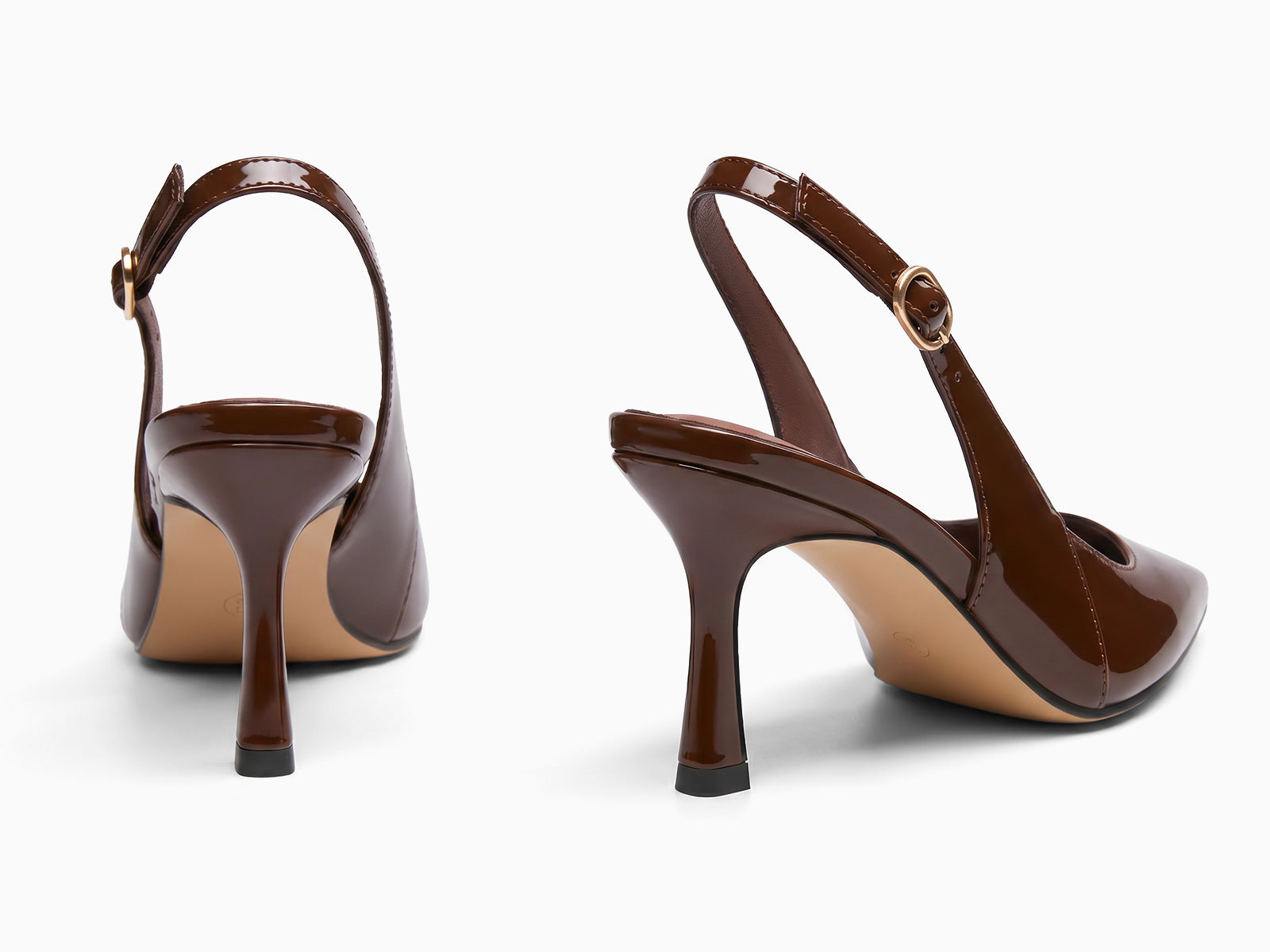 Coutgo Women's Brown Slingback Kitten Heels