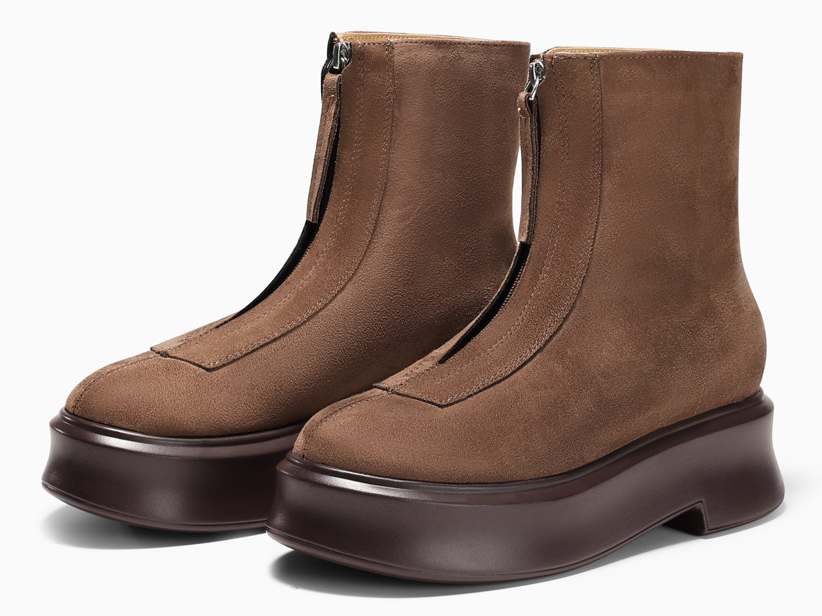 Coutgo Womens Coffee Platform Ankle Boots