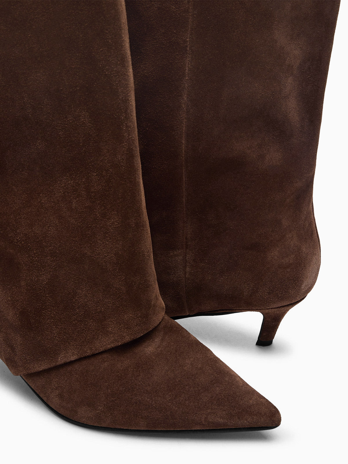 Coutgo Womens Coffee Pointed Knee High Boots