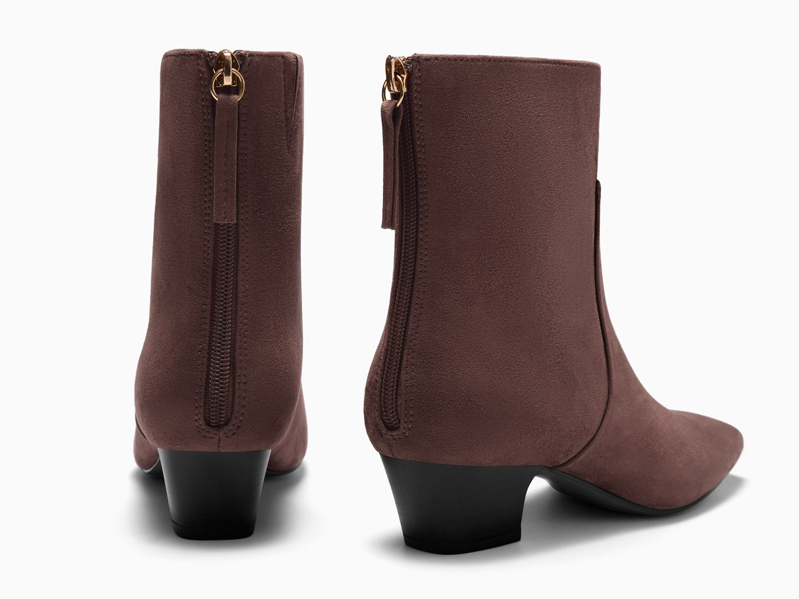 Coutgo Coffee Suede Women Back Zipper Booties