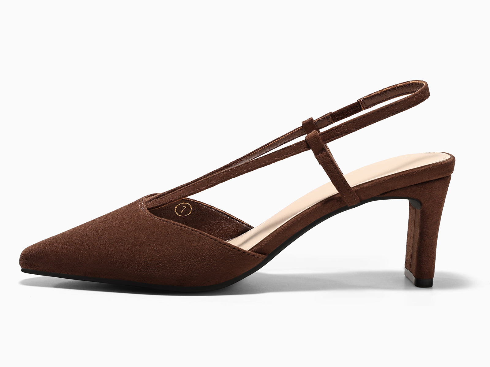 Coutgo Womens Dark Brown Suede Low Chunky Heels