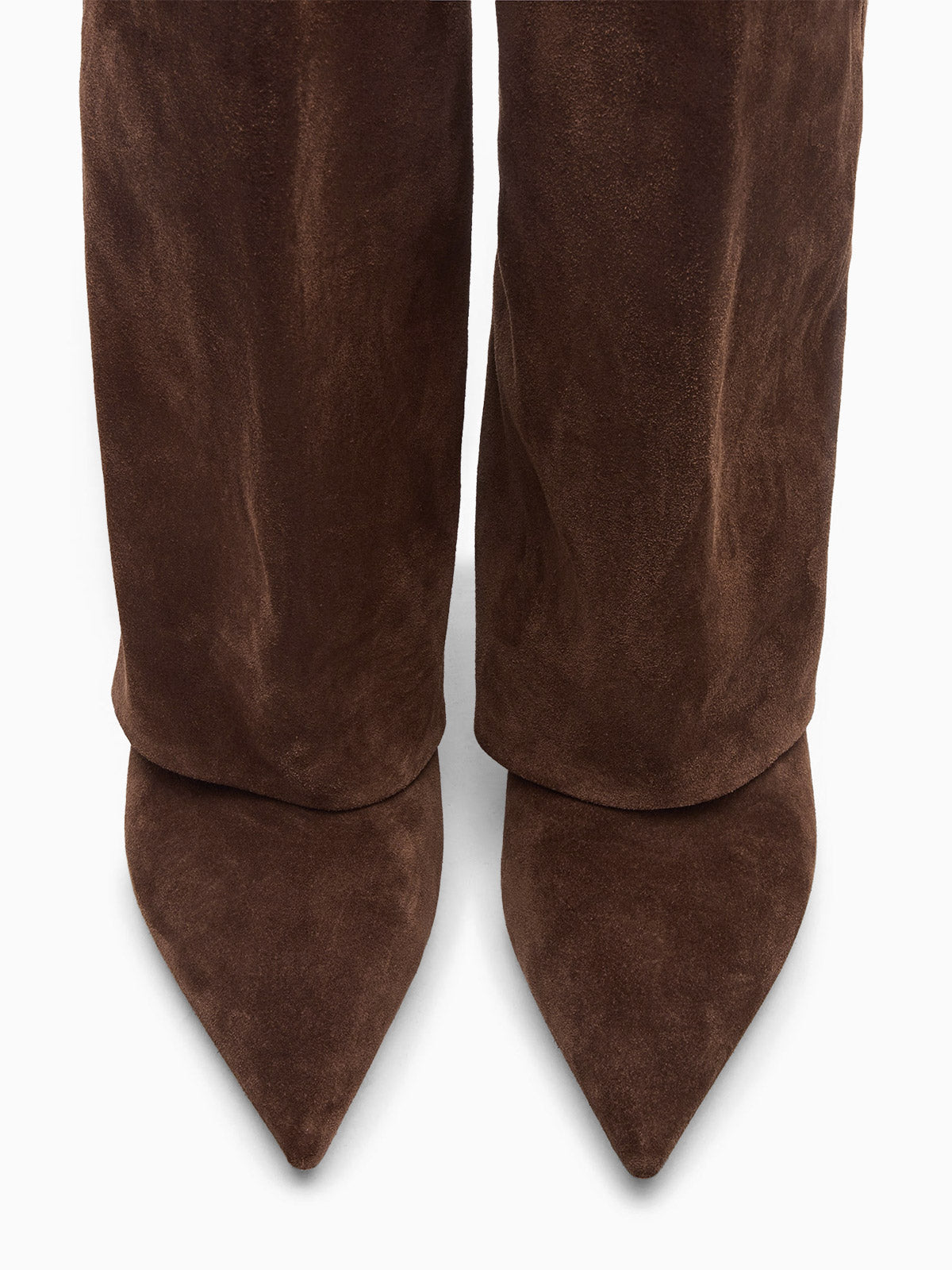Coutgo Womens Coffee Pointed Knee High Boots