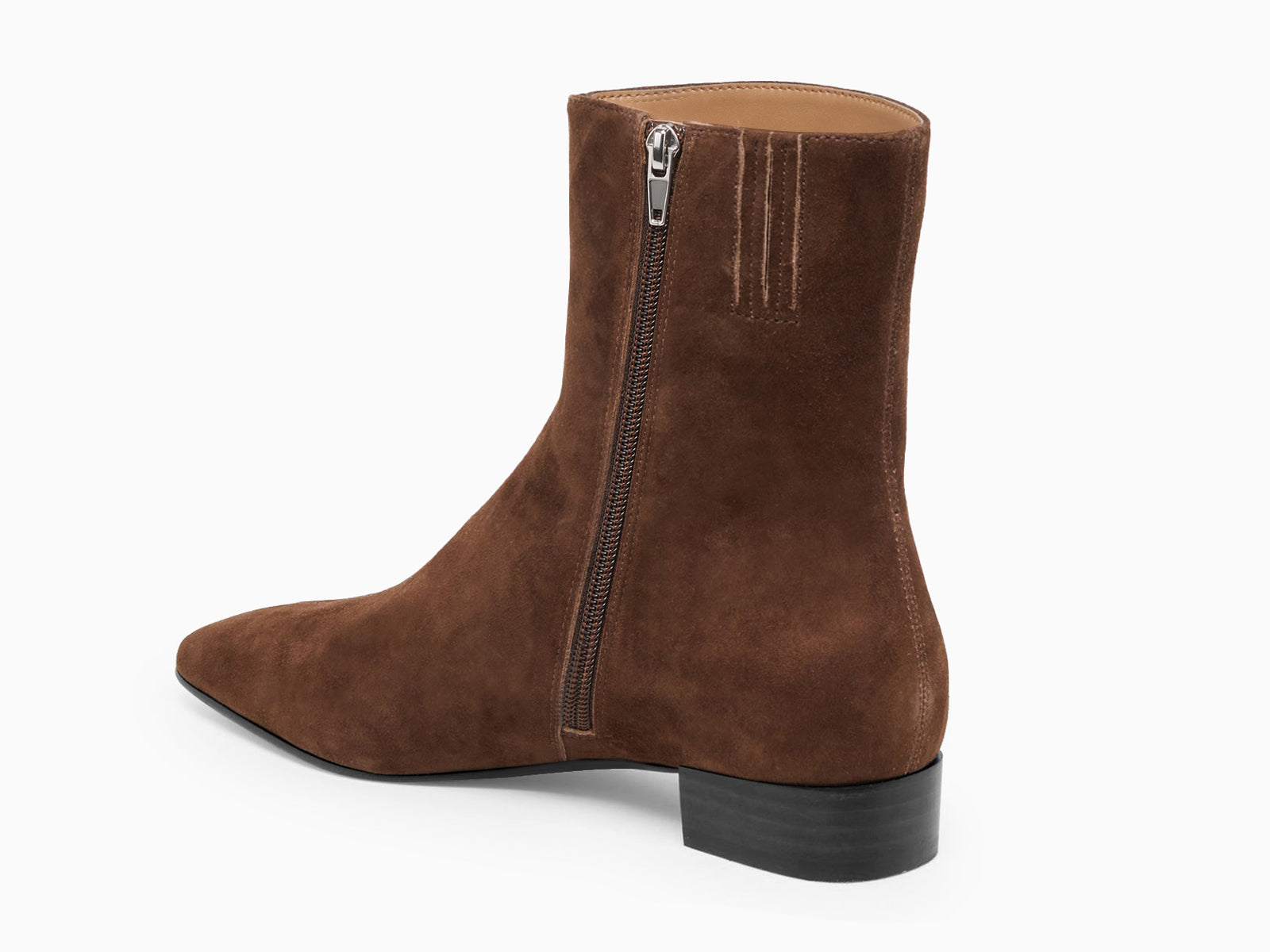 Coutgo Suede Chocolate Brown Chunky Heel Ankle Boots