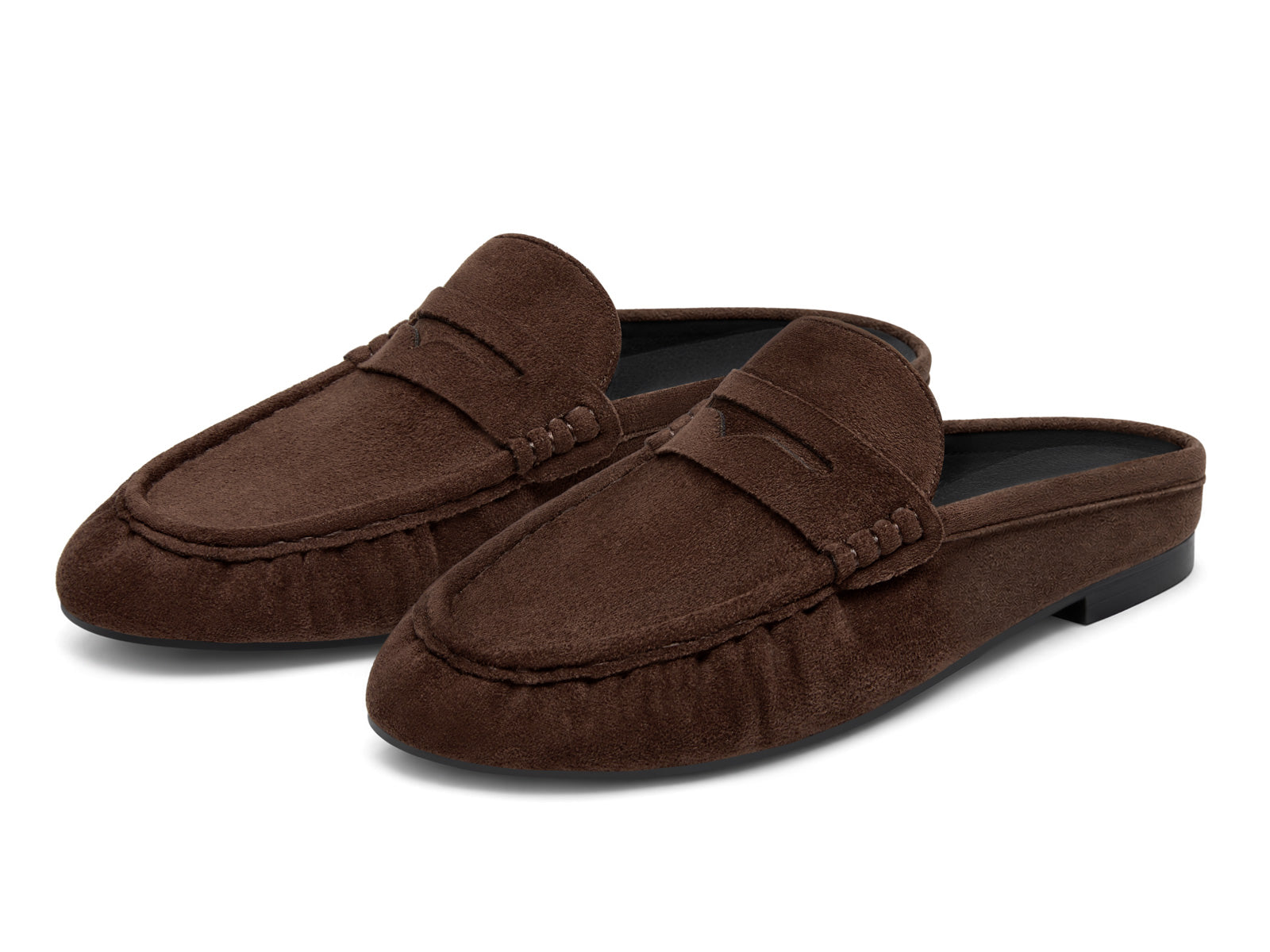 Coutgo Women's Mule Chocolate Suede Loafers