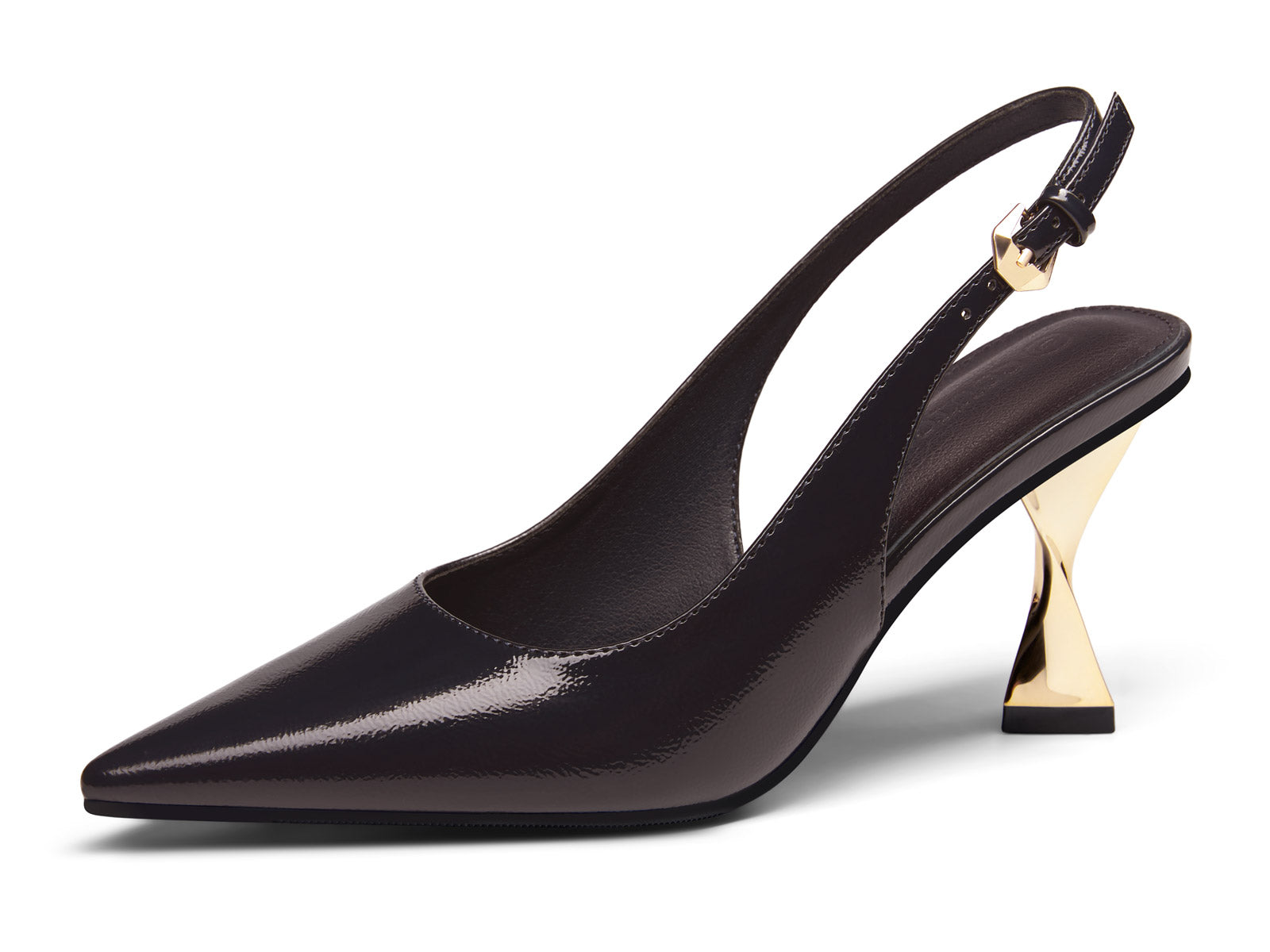 Coutgo Women's Brown Kitten Slingback Heels