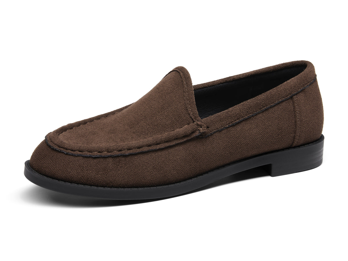 Coutgo Women Suede Chocolate Slip On Loafers
