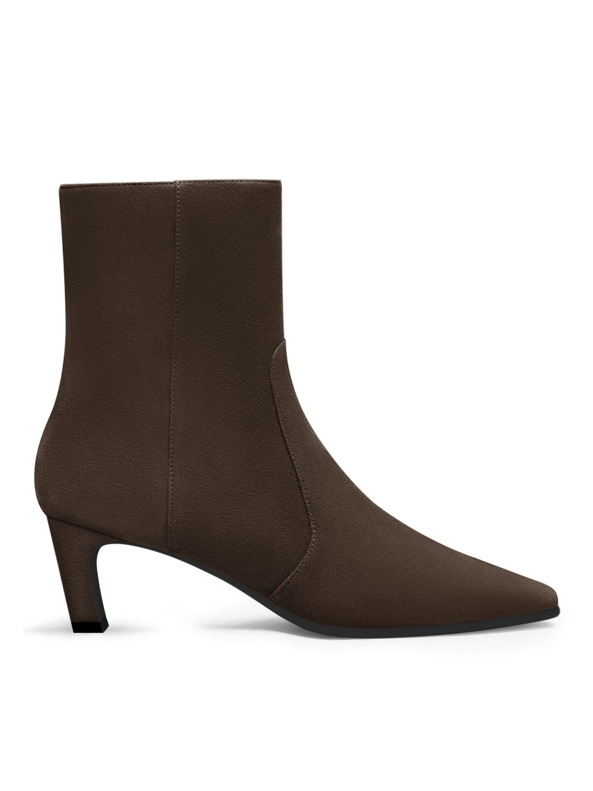 Coutgo Womens Suede Chocolate Brown Square Heel Ankle Booties