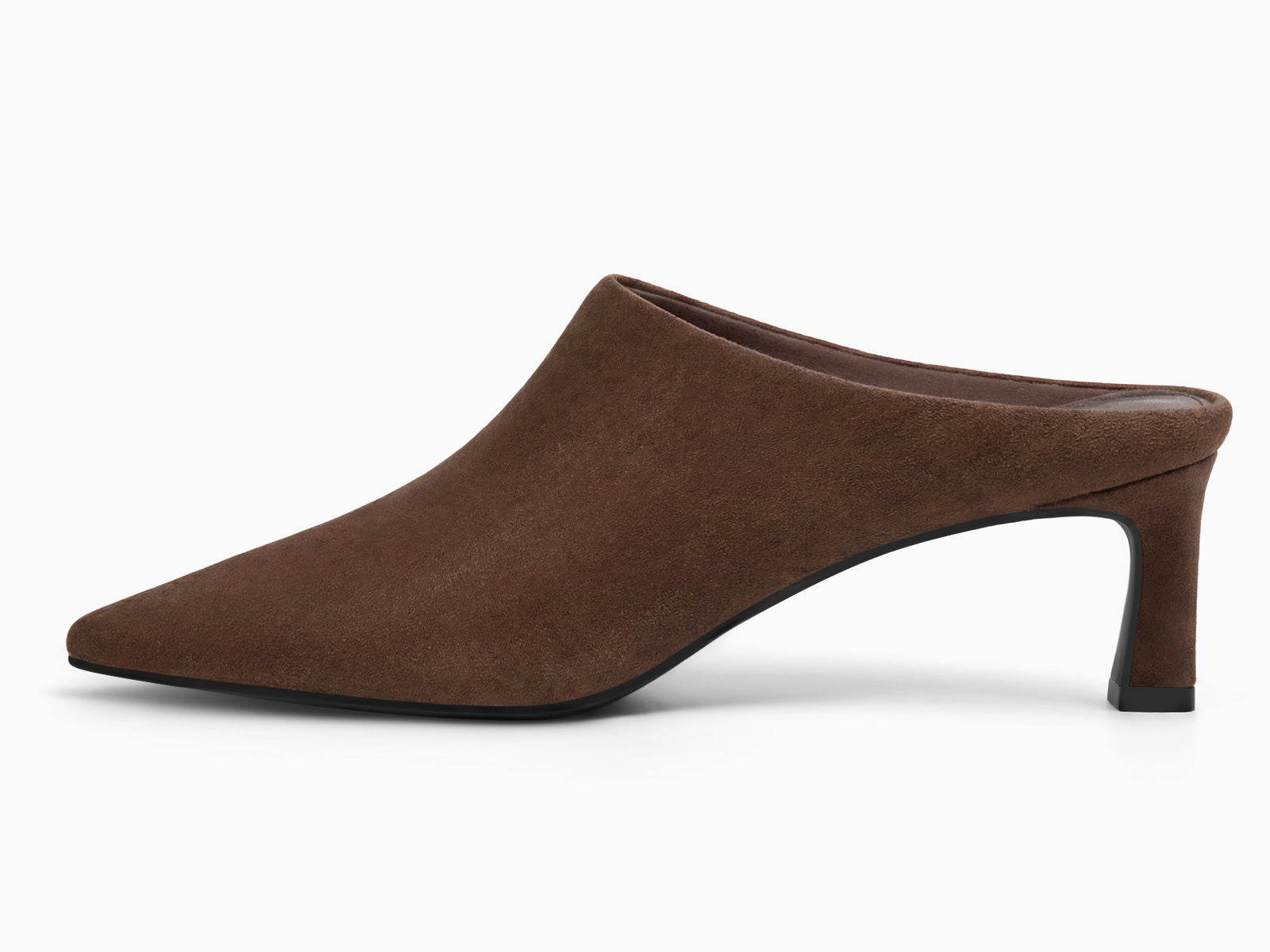 Coutgo Womens Suede Chocolate Brown Kitten Heels Mules