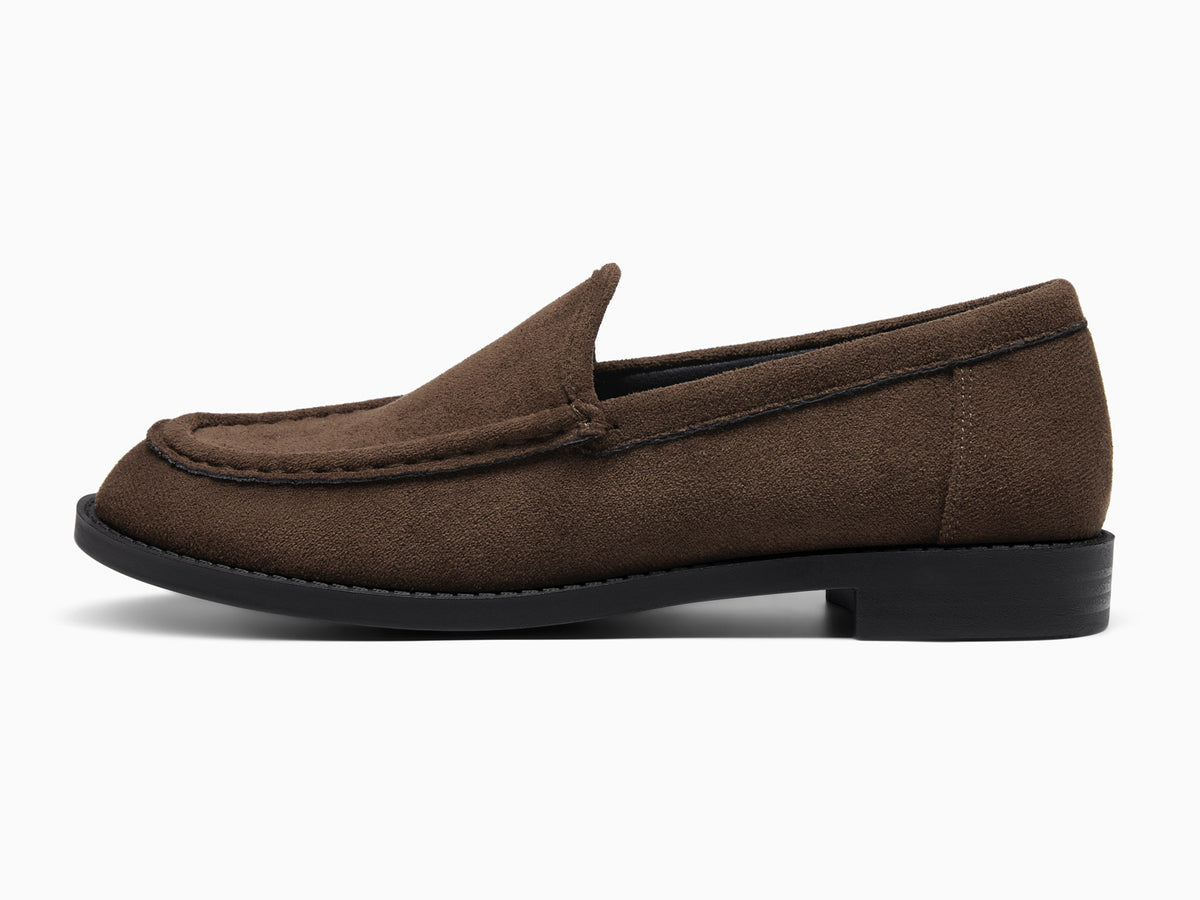 Coutgo Women Suede Chocolate Slip On Loafers