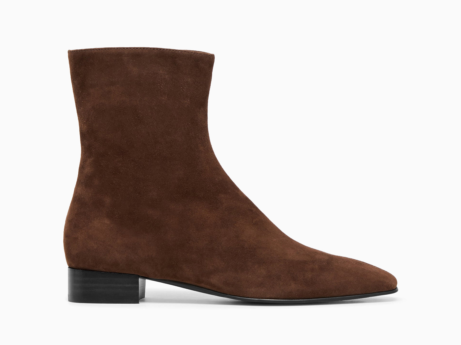 Coutgo Suede Chocolate Brown Chunky Heel Ankle Boots