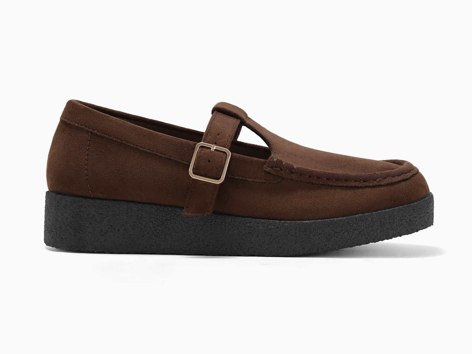 Coutgo Women Suede Chocolate Brown Square Toe Platform Loafers