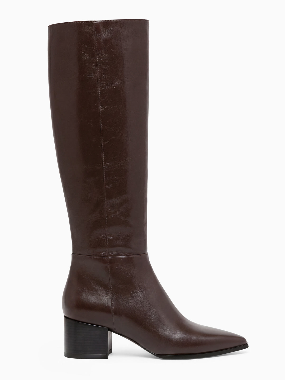 Coutgo Women PU Chocolate Wide Calf Knee Boots