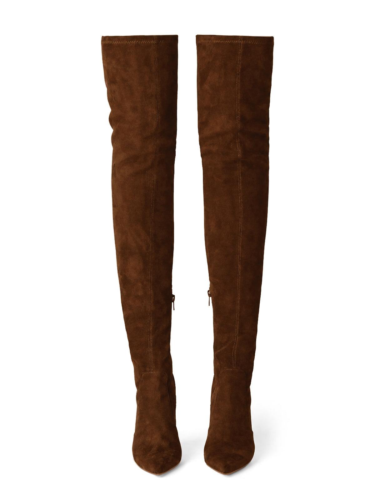 Coutgo Women Chocolate Thigh High Heel Boots