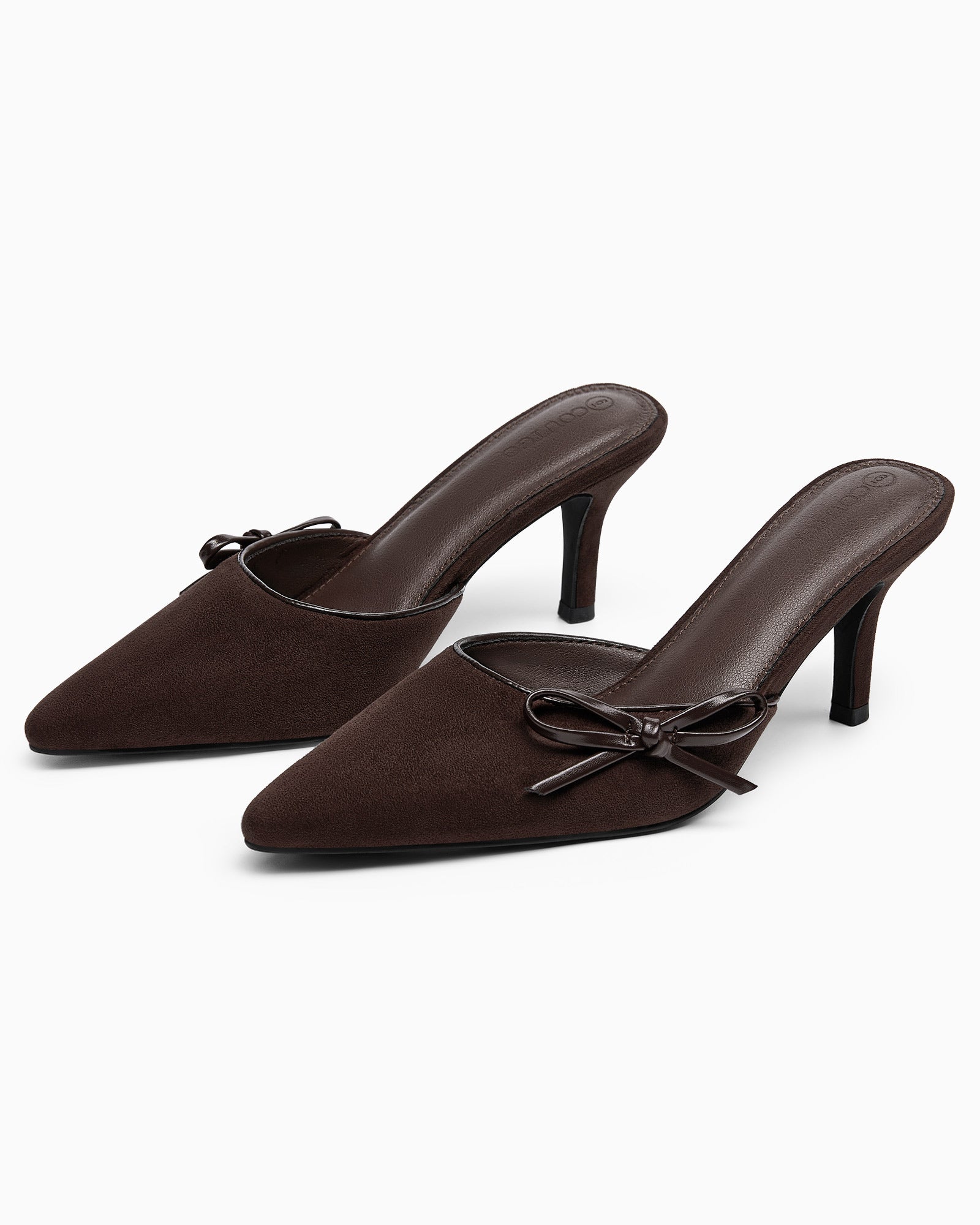 Coutgo Womens Chocolate Bow Tie Mules Heels