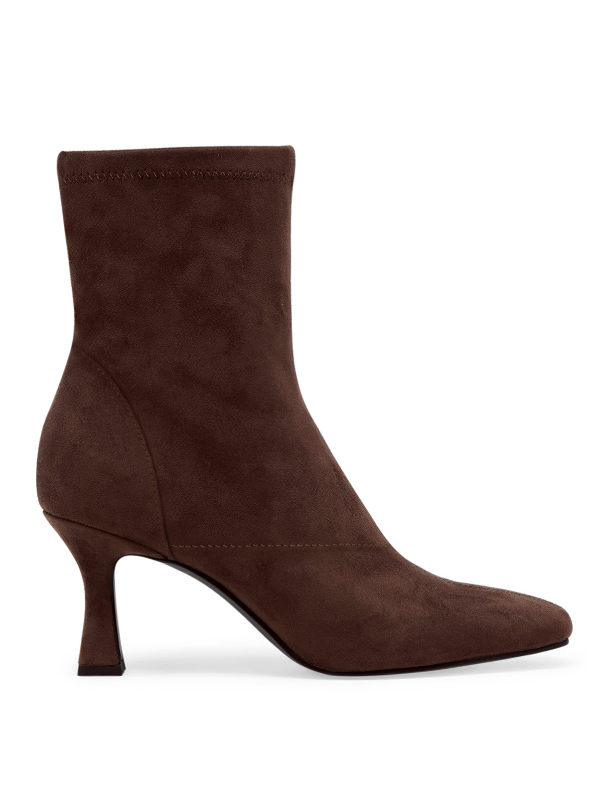 Coutgo Womens Suede Chocolate Brown Kitten Heel Booties