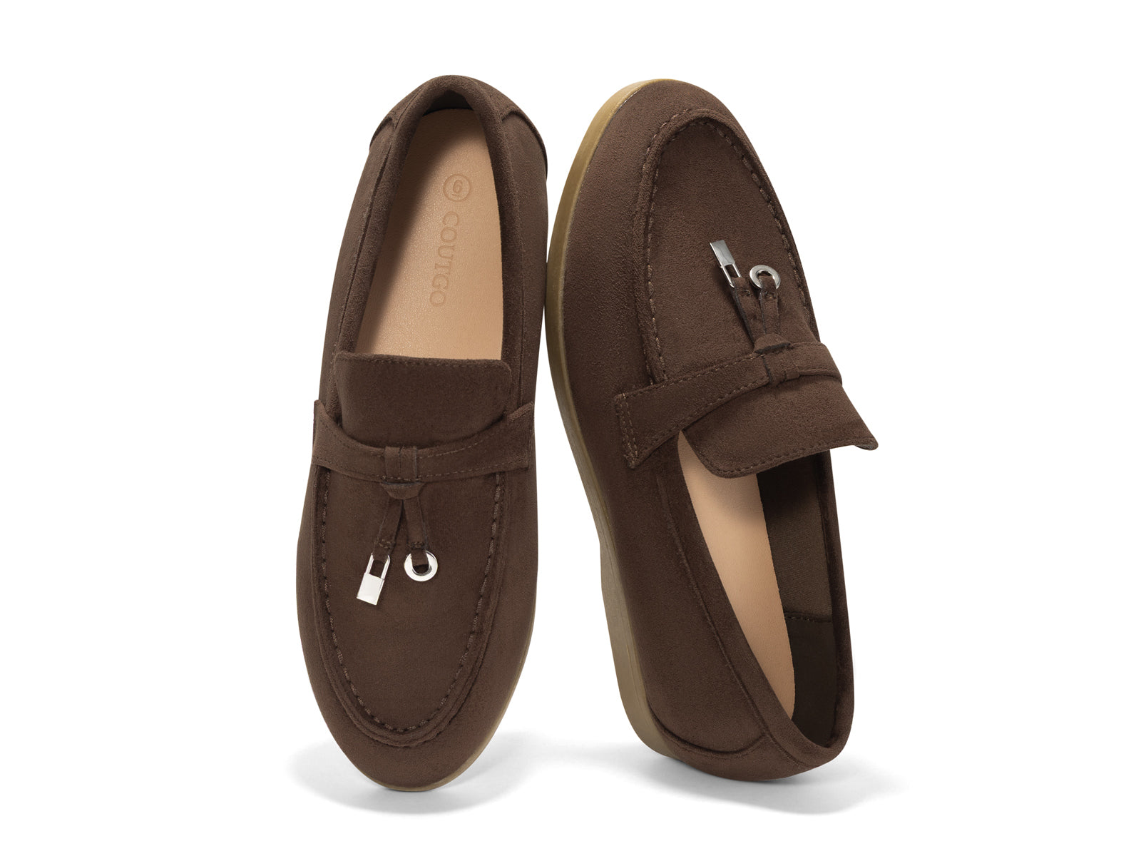 Coutgo Women Chocolate Slip On Moccasin Loafers