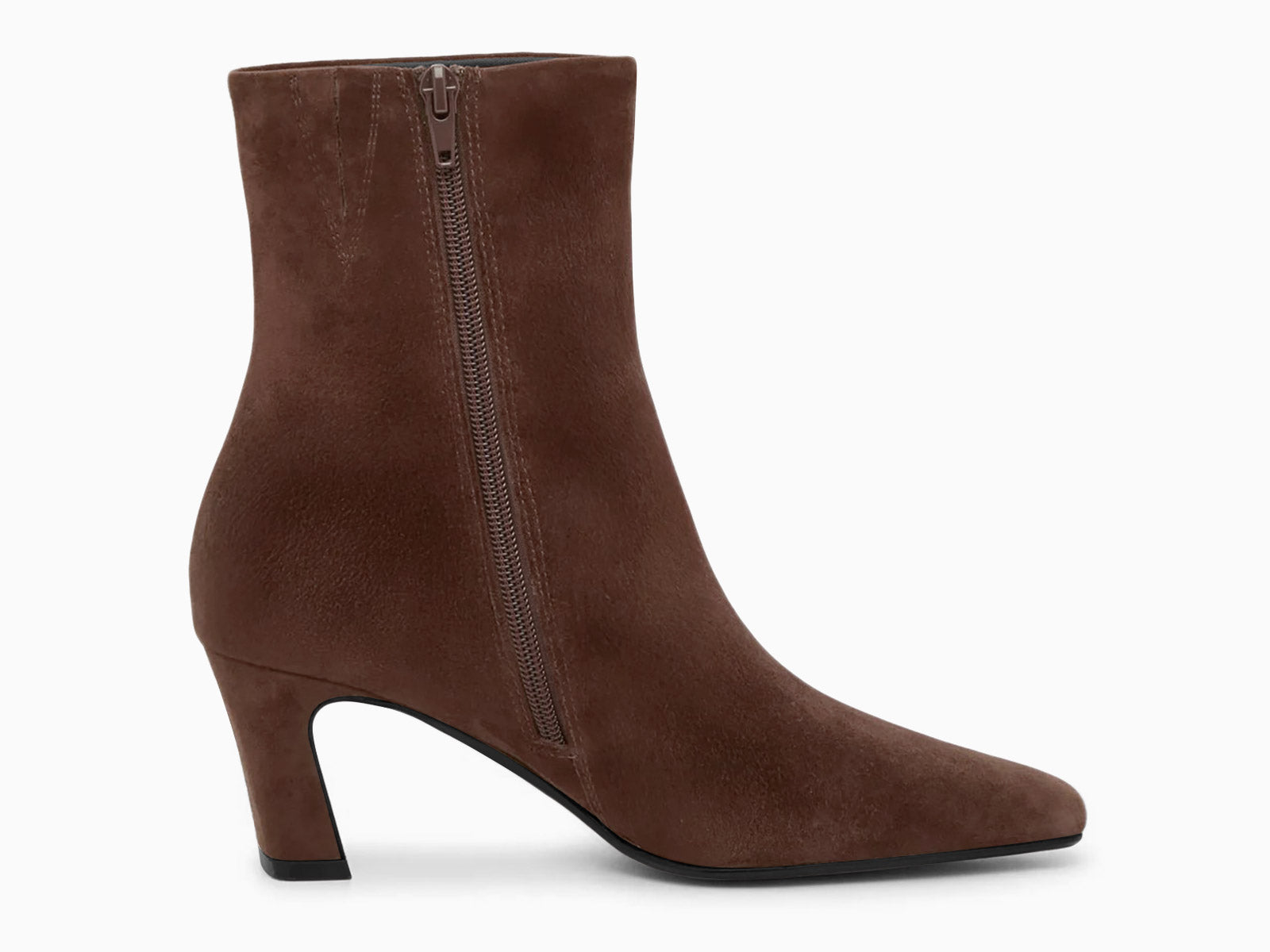 Coutgo Suede Chocolate Brown Square Toe Ankle Boots
