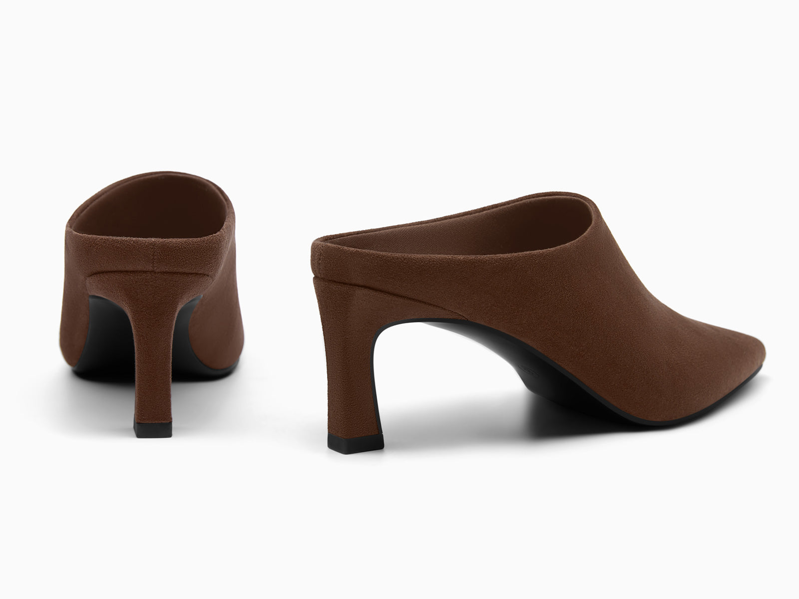 Coutgo Womens Suede Chocolate Brown Kitten Heels Mules