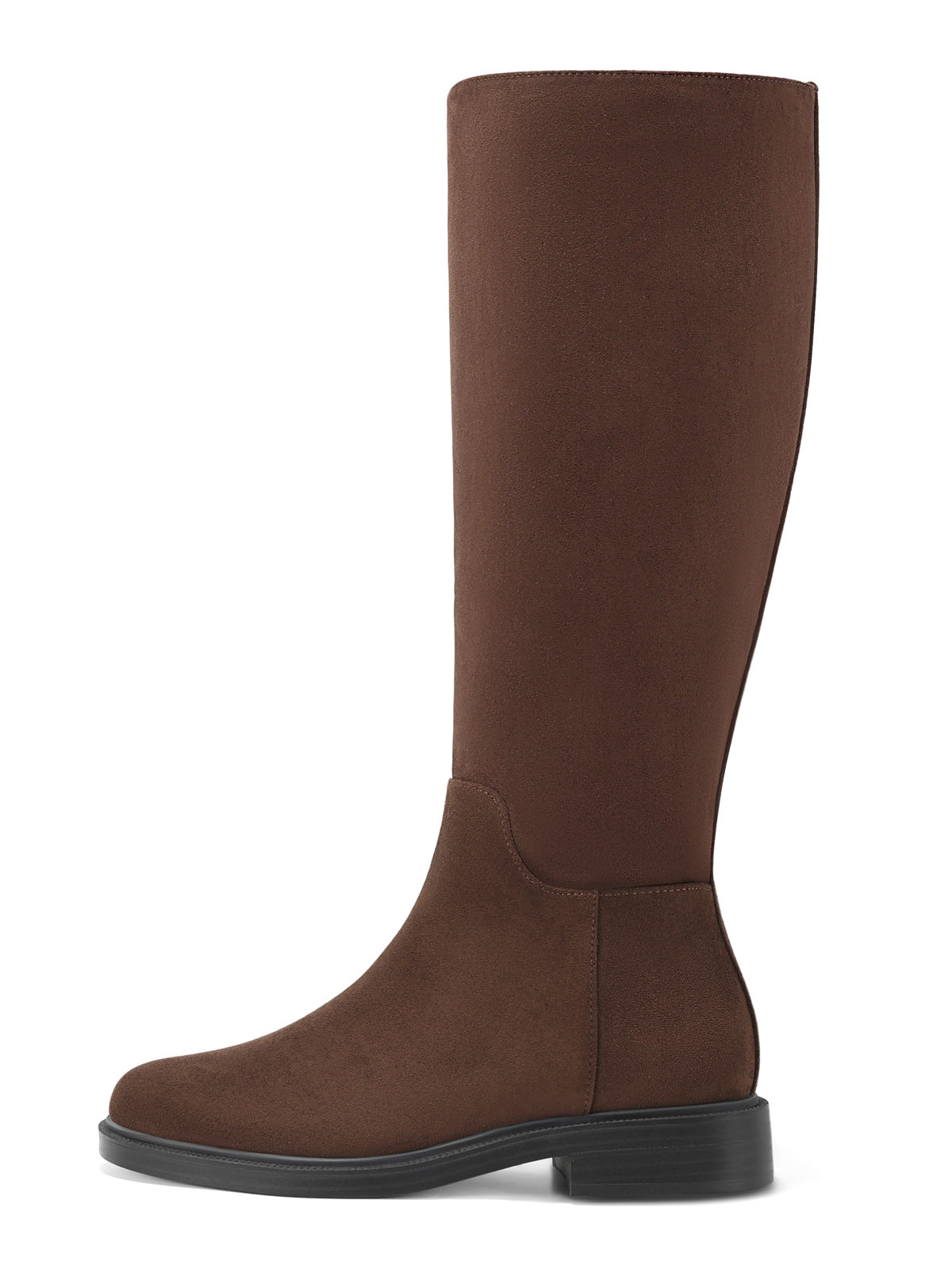 Coutgo Womens Suede Chocolate Brown Knee Boots