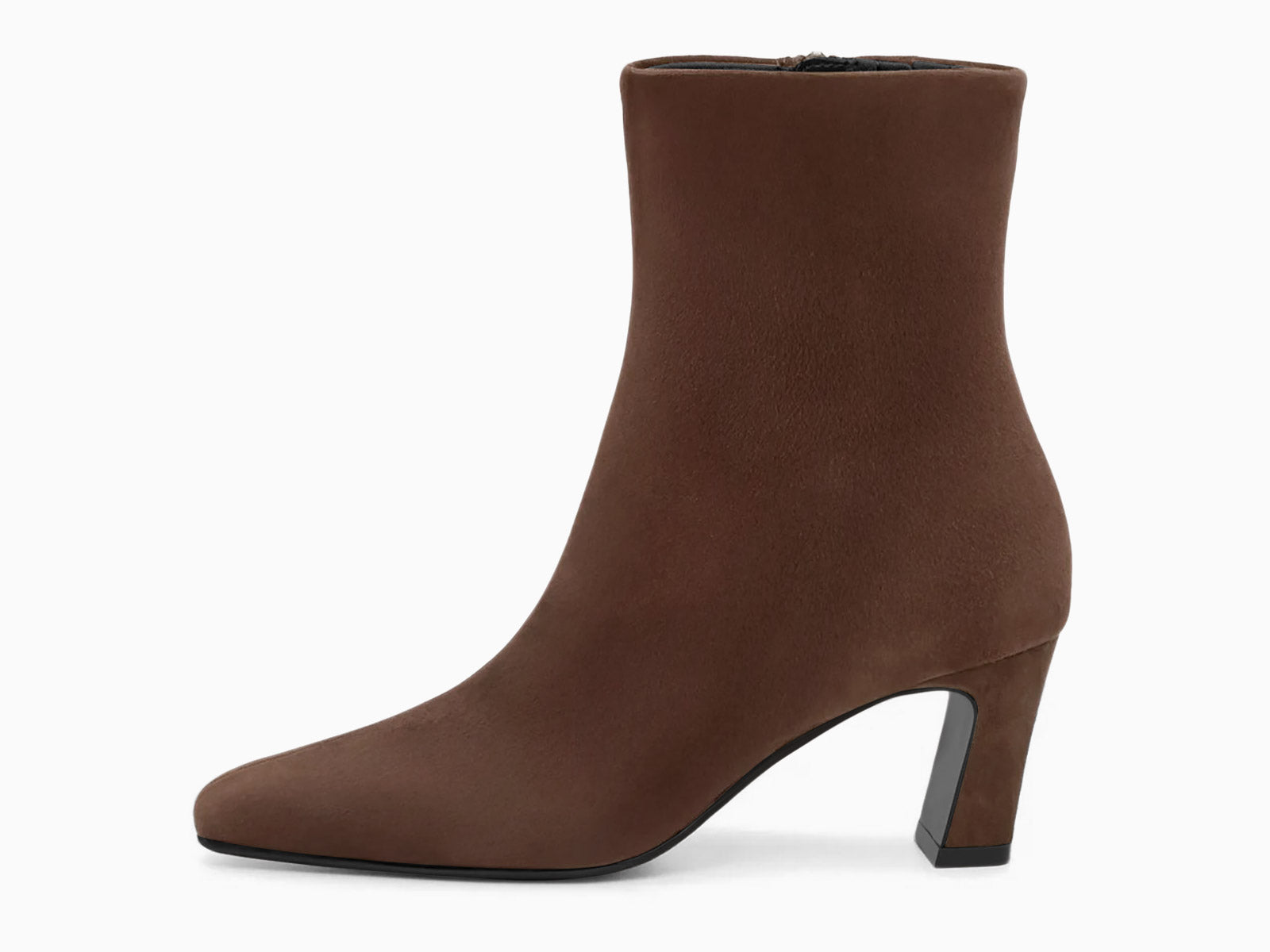 Coutgo Suede Chocolate Brown Square Toe Ankle Boots