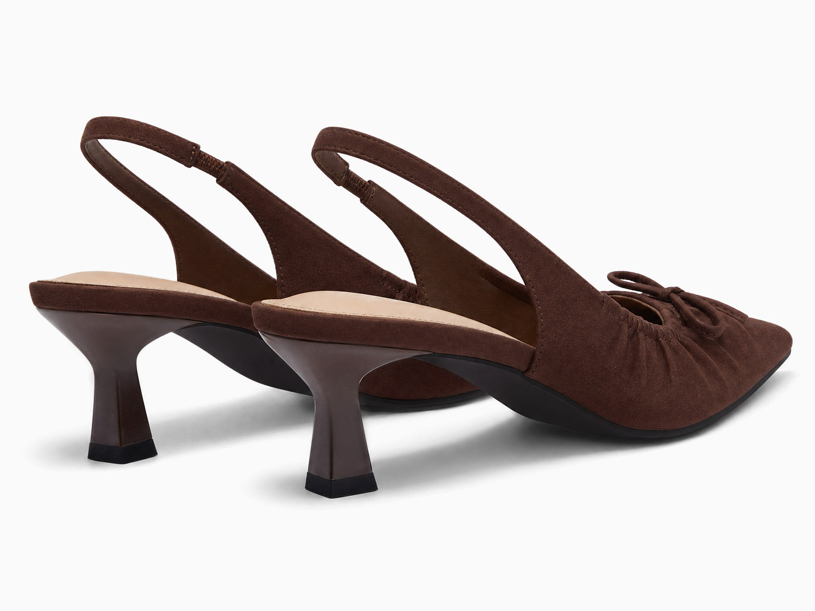Coutgo Womens Chocolate Suede Slingback Kitten Heels