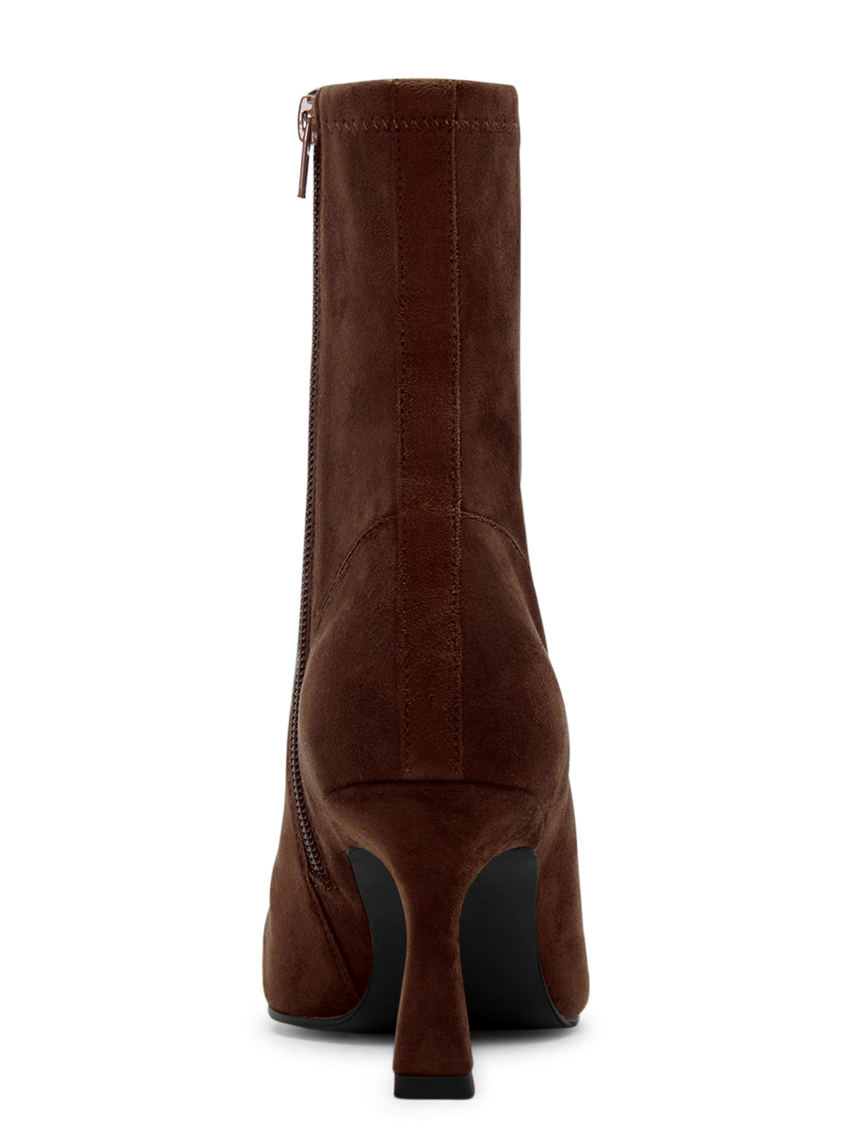 Coutgo Womens Suede Chocolate Brown Kitten Heel Booties