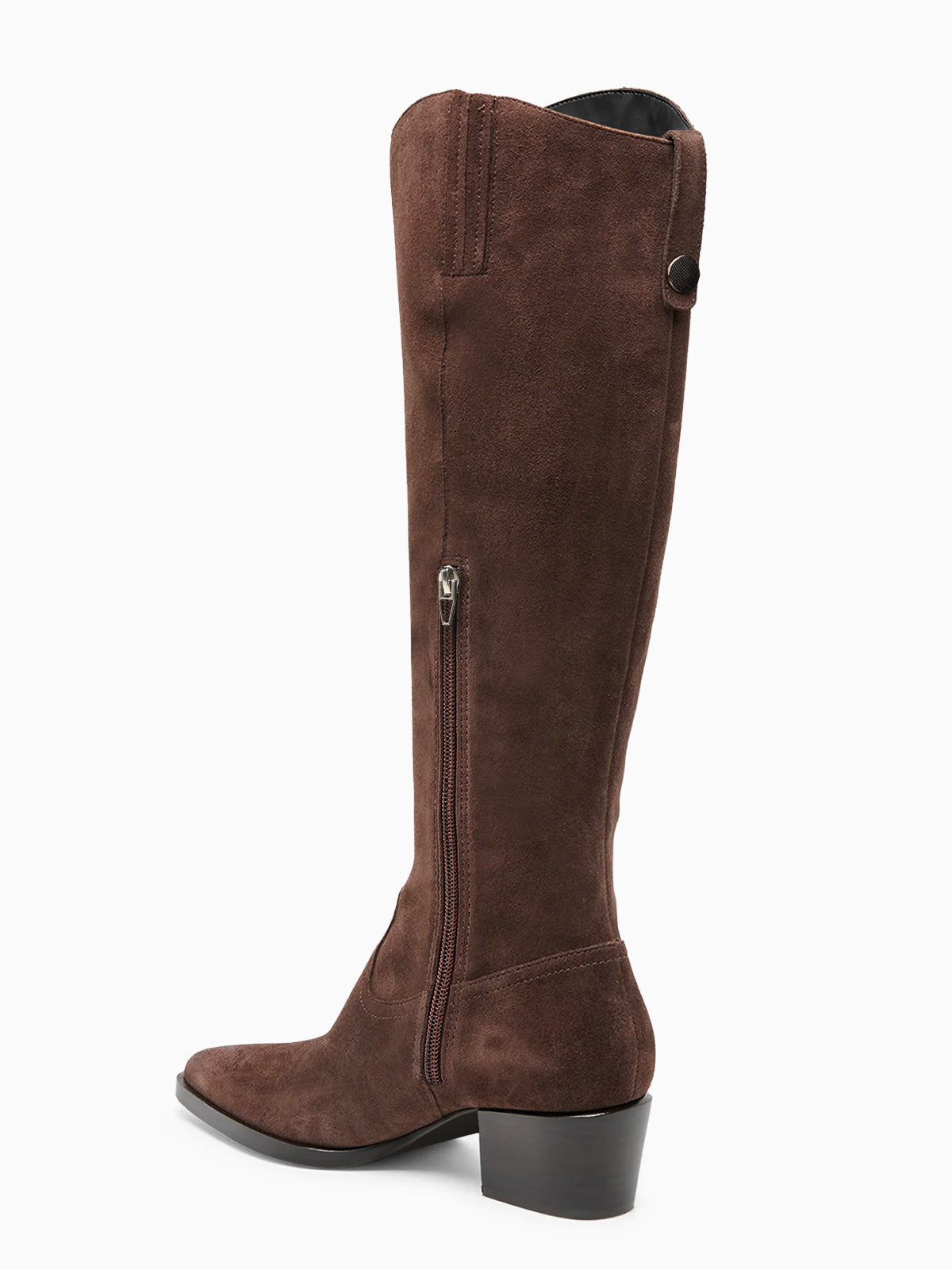 Coutgo Women Suede Chocolate Brown Wide Calf Knee Boots