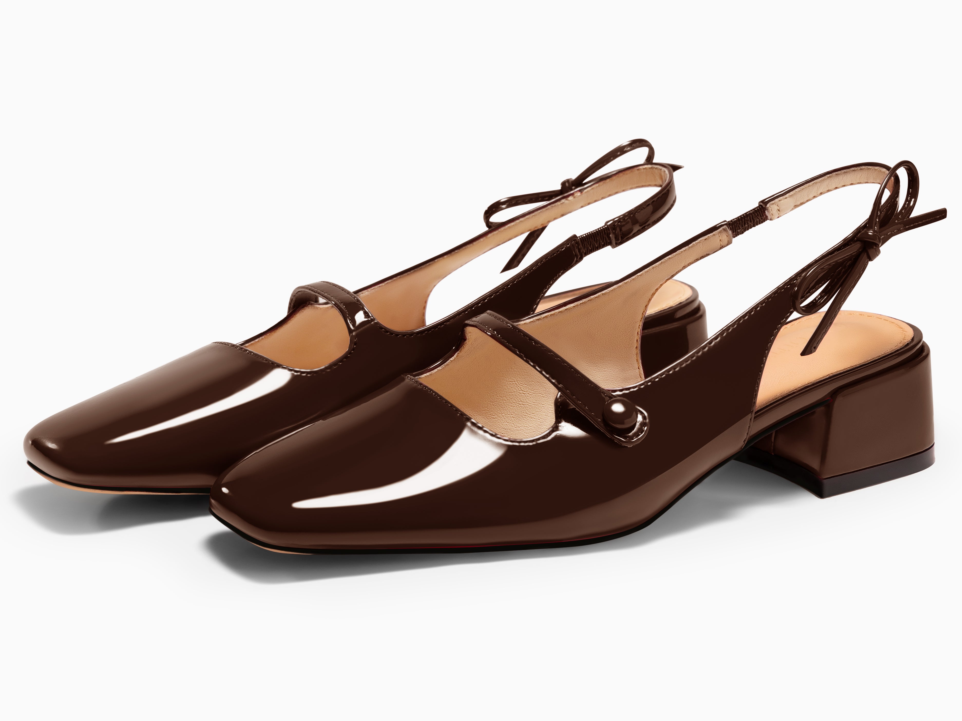 Coutgo Womens Coffee Mary Jane Shoes